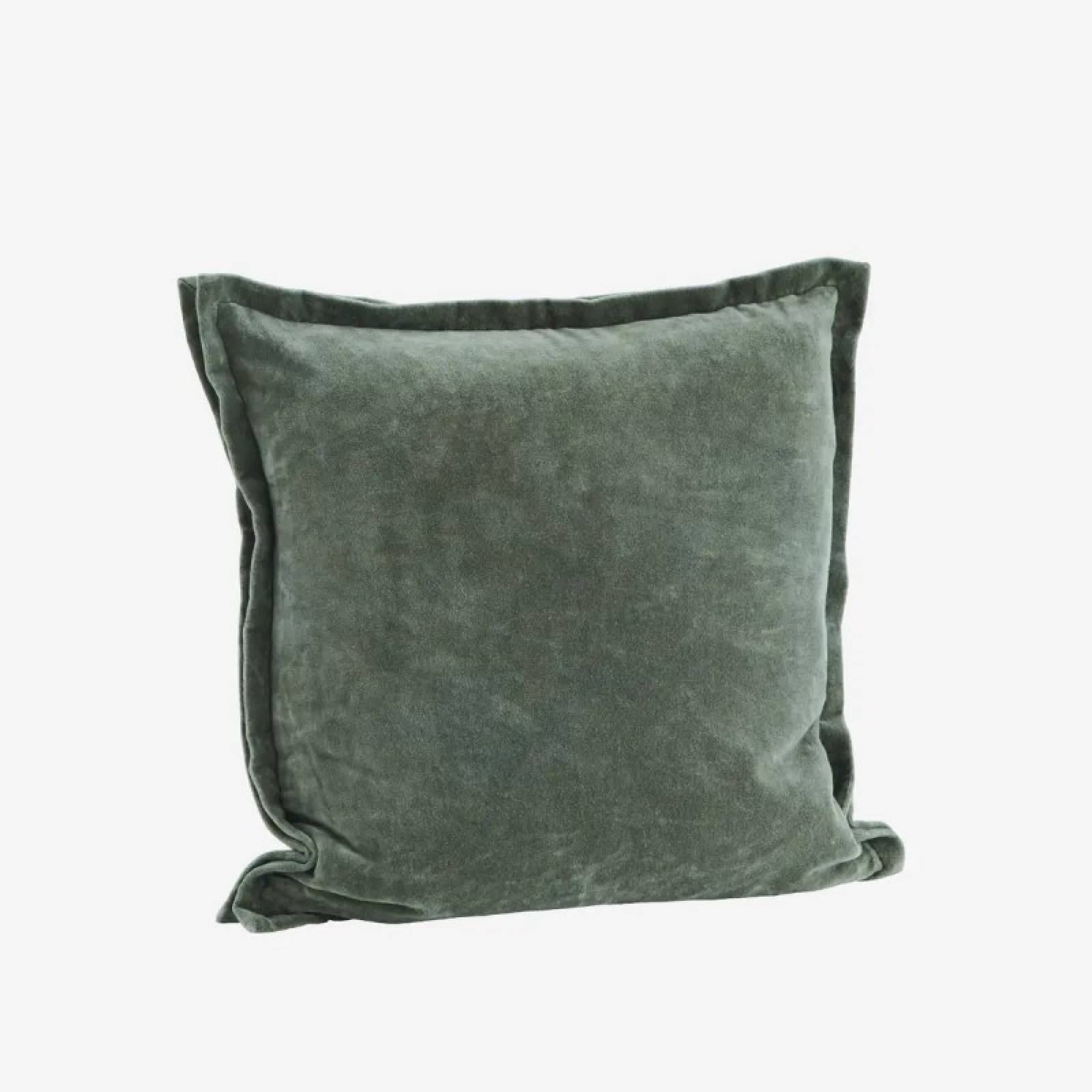 Square Cotton Velvet Cushion In Green 50x50cm