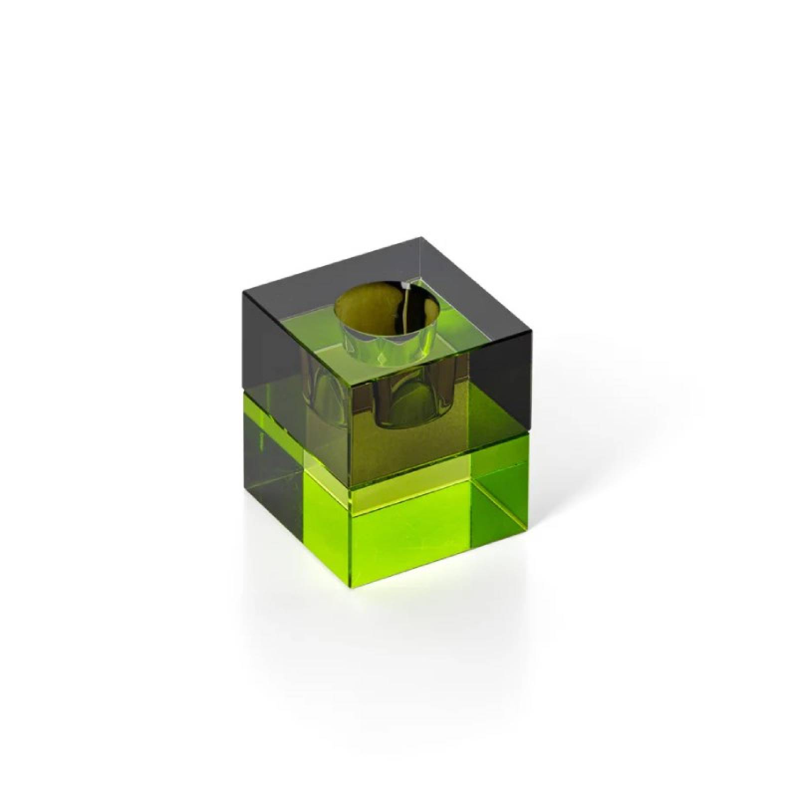 Square Glass Candle Holder in Green Smoke thumbnails