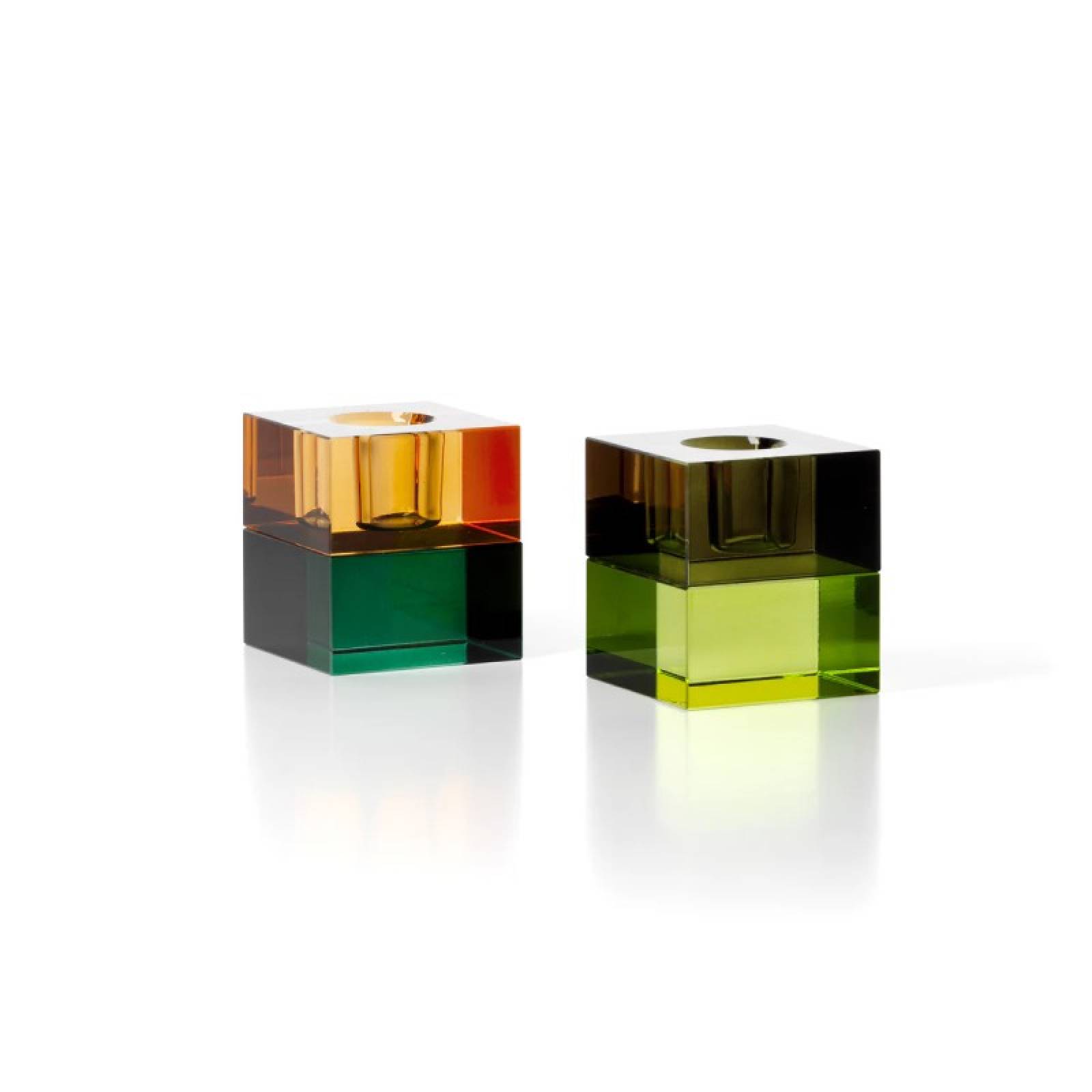 Square Glass Candle Holder in Green Smoke thumbnails