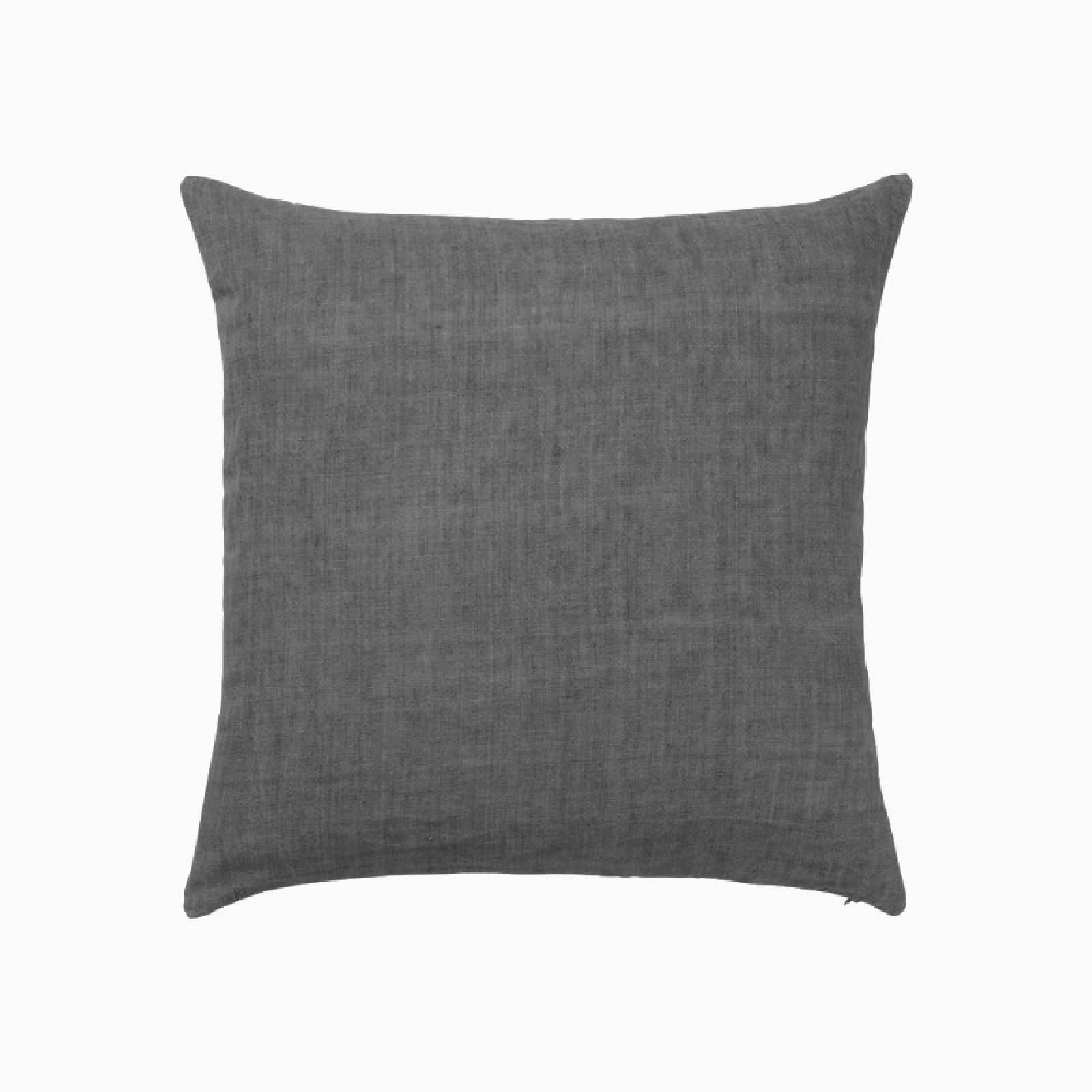 Square Linen Cushion In Charcoal