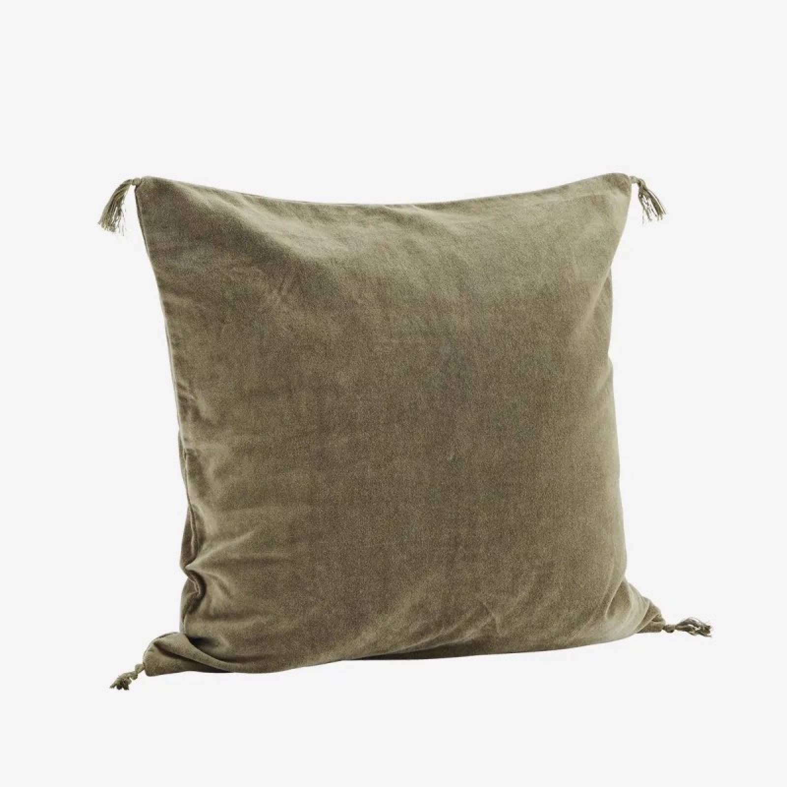 Square Velvet Cushion In Dusty Green 50x50cm