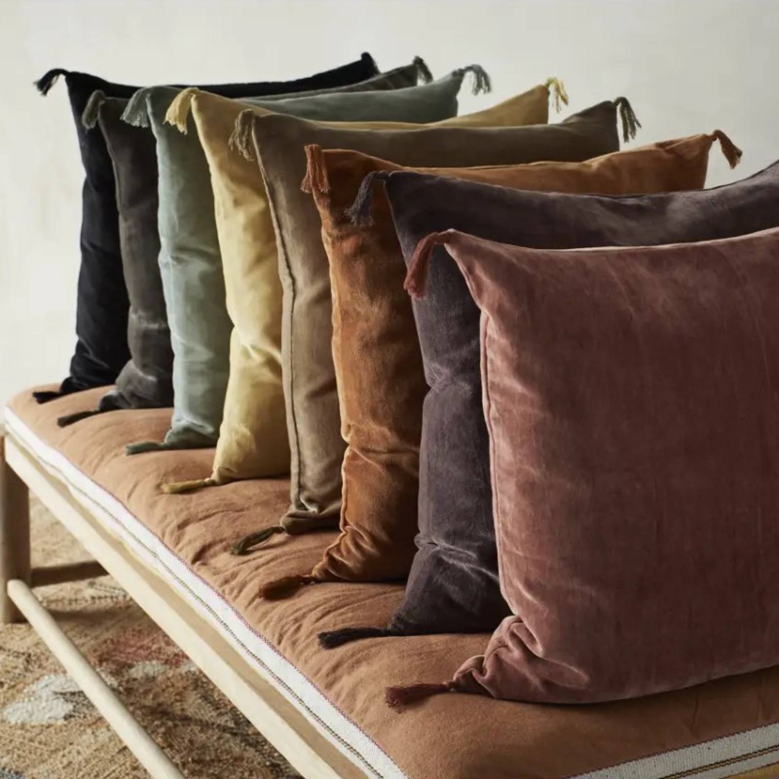 Square Velvet Cushion In Eggplant 50x50cm thumbnails