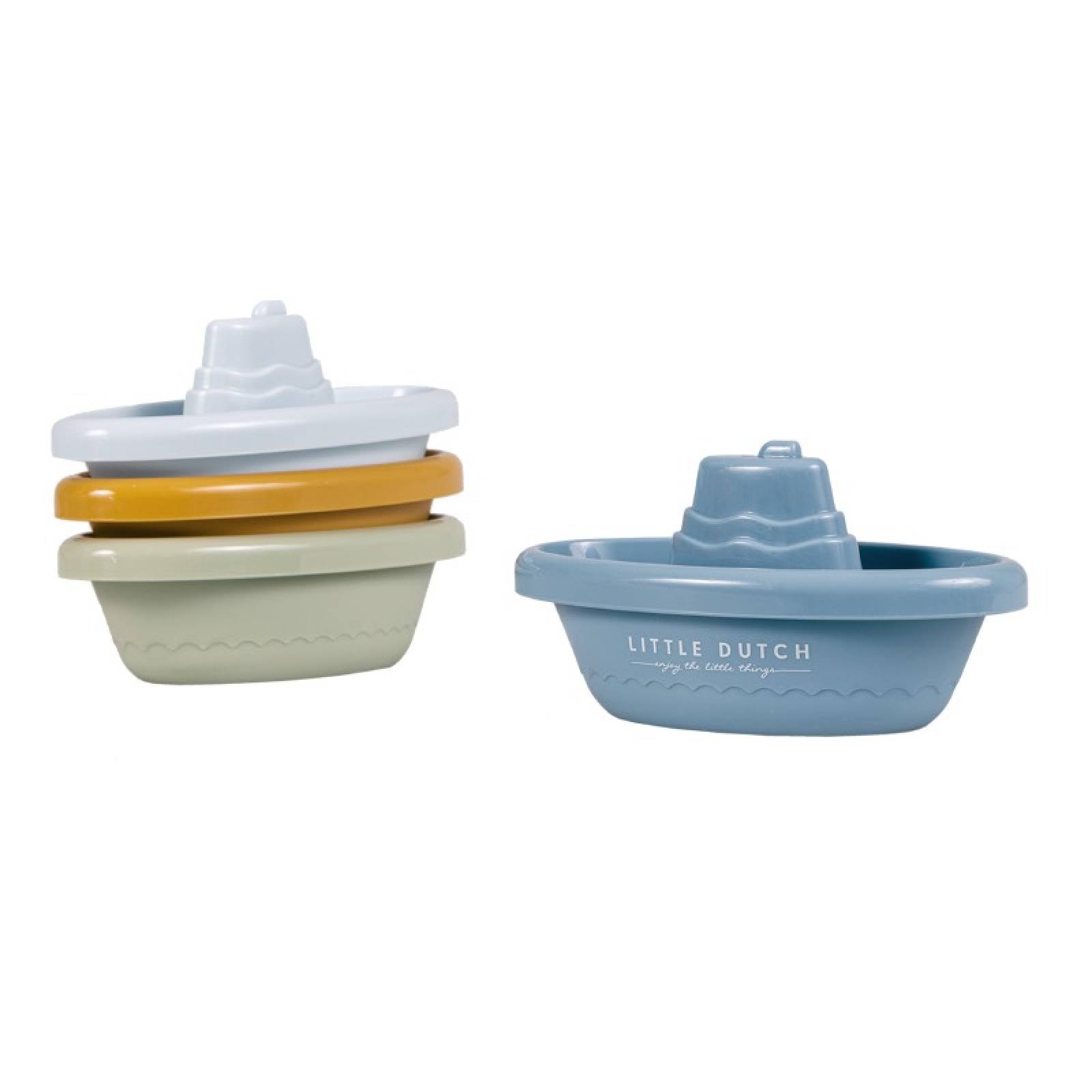 Stackable Bath Boats In Blue By Little Dutch 4m+