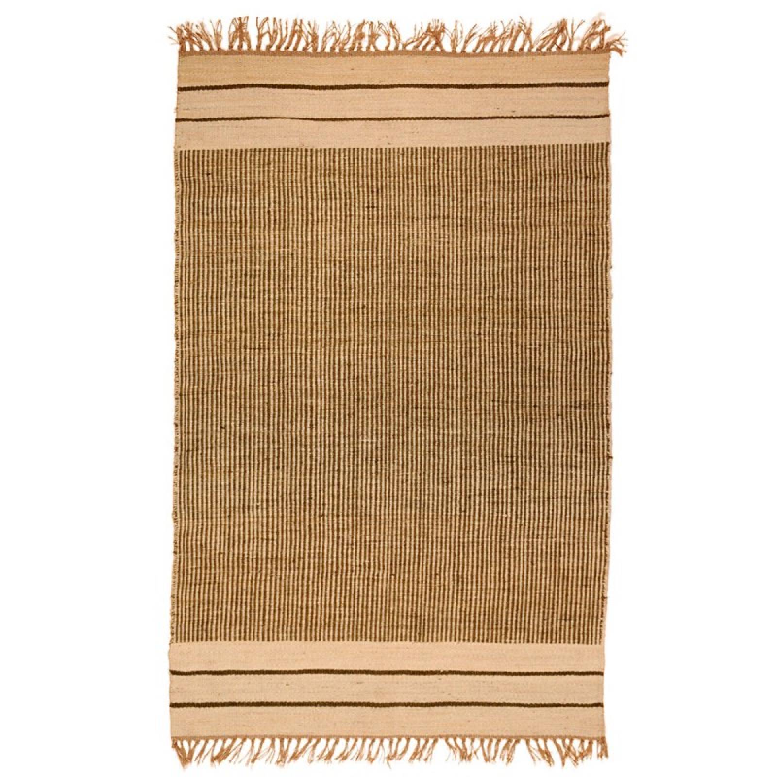 Striped Kilim Jute Rug In Beige & Khaki 150x210cm