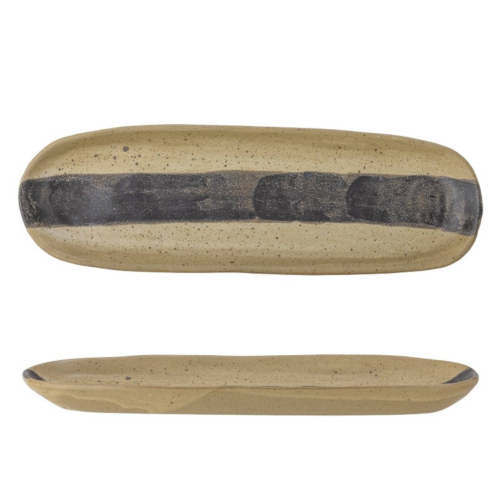 Striped Speckled Stoneware Slim Platter Tray thumbnails