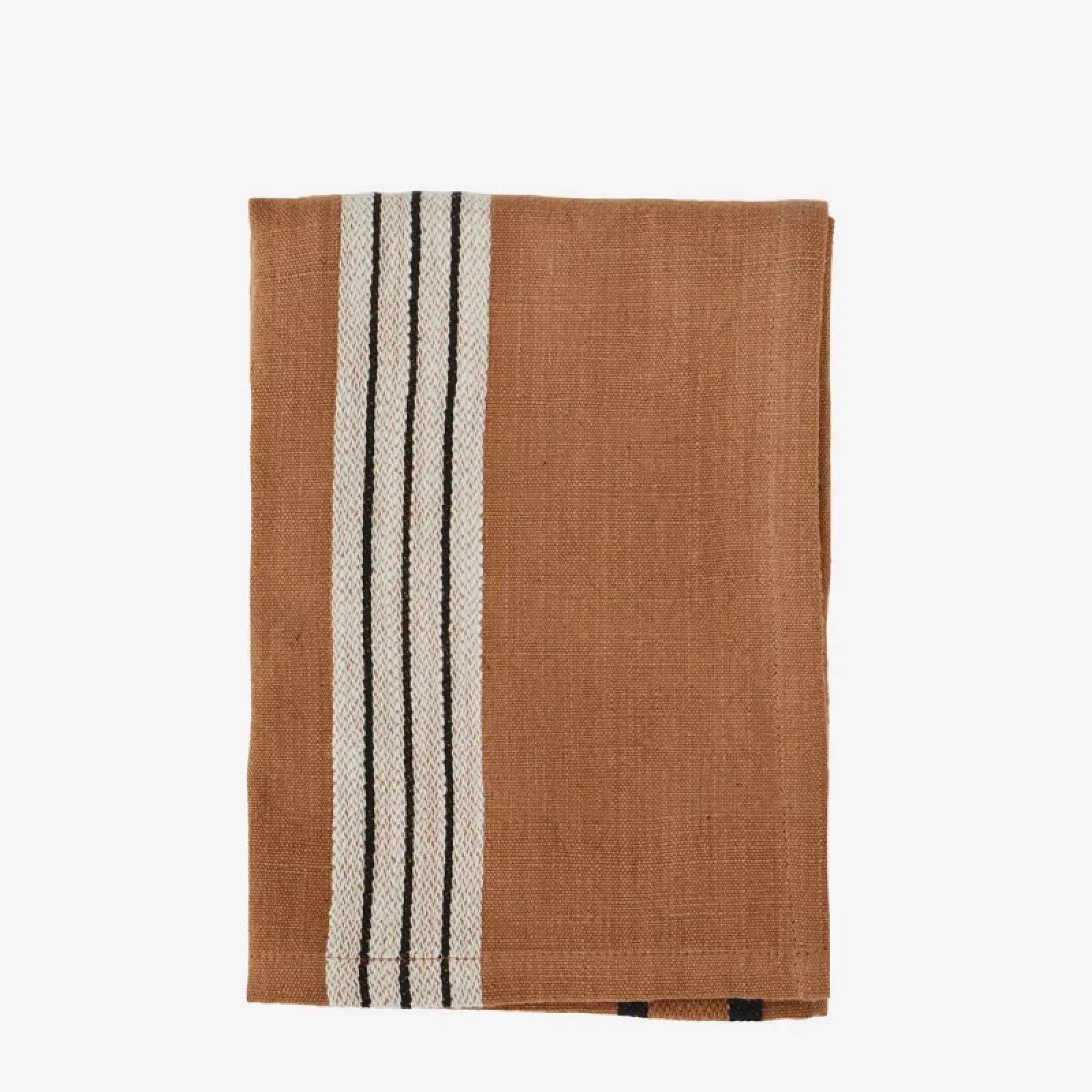 Striped Tea Towel In Burnt Orange