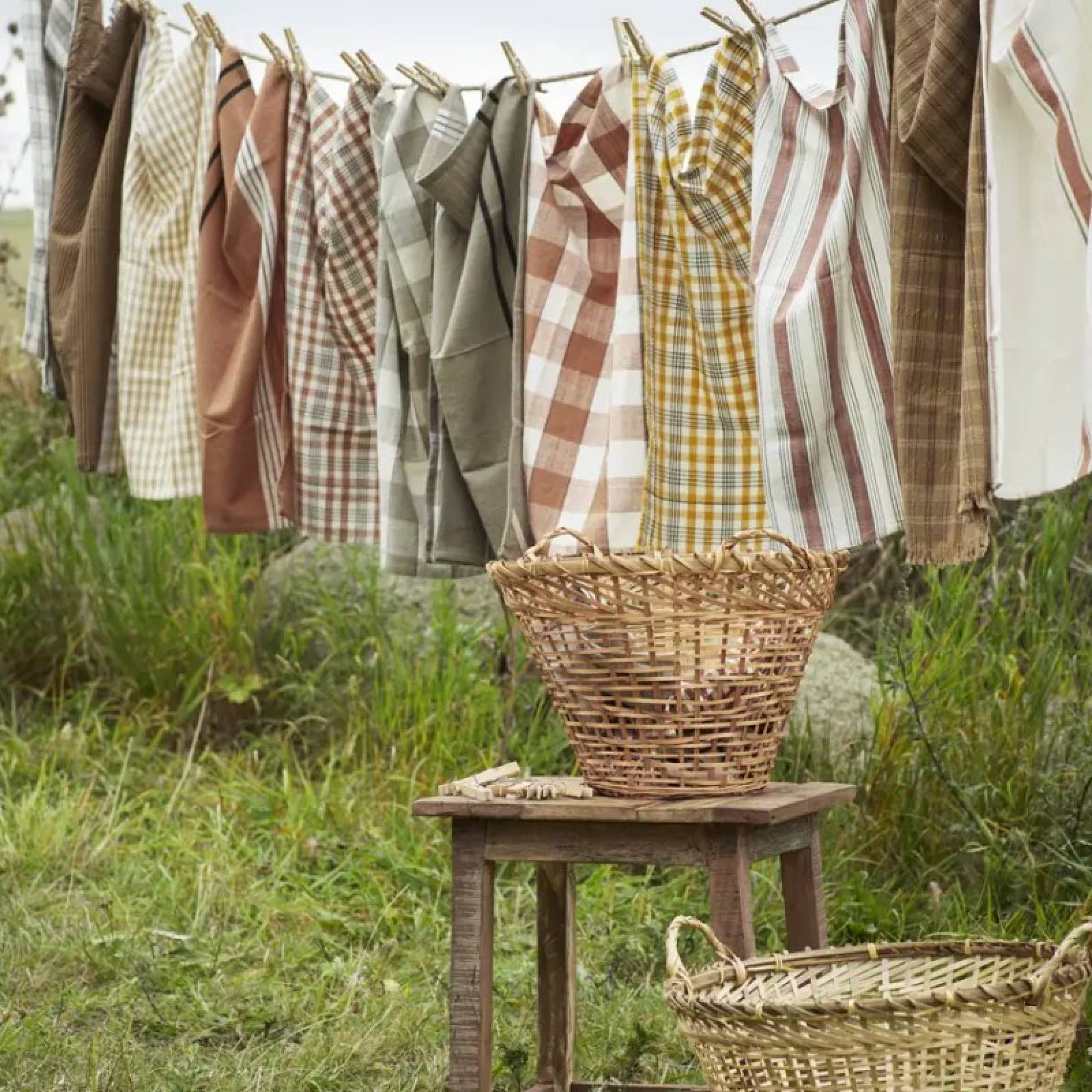 Striped Tea Towel In Burnt Orange thumbnails