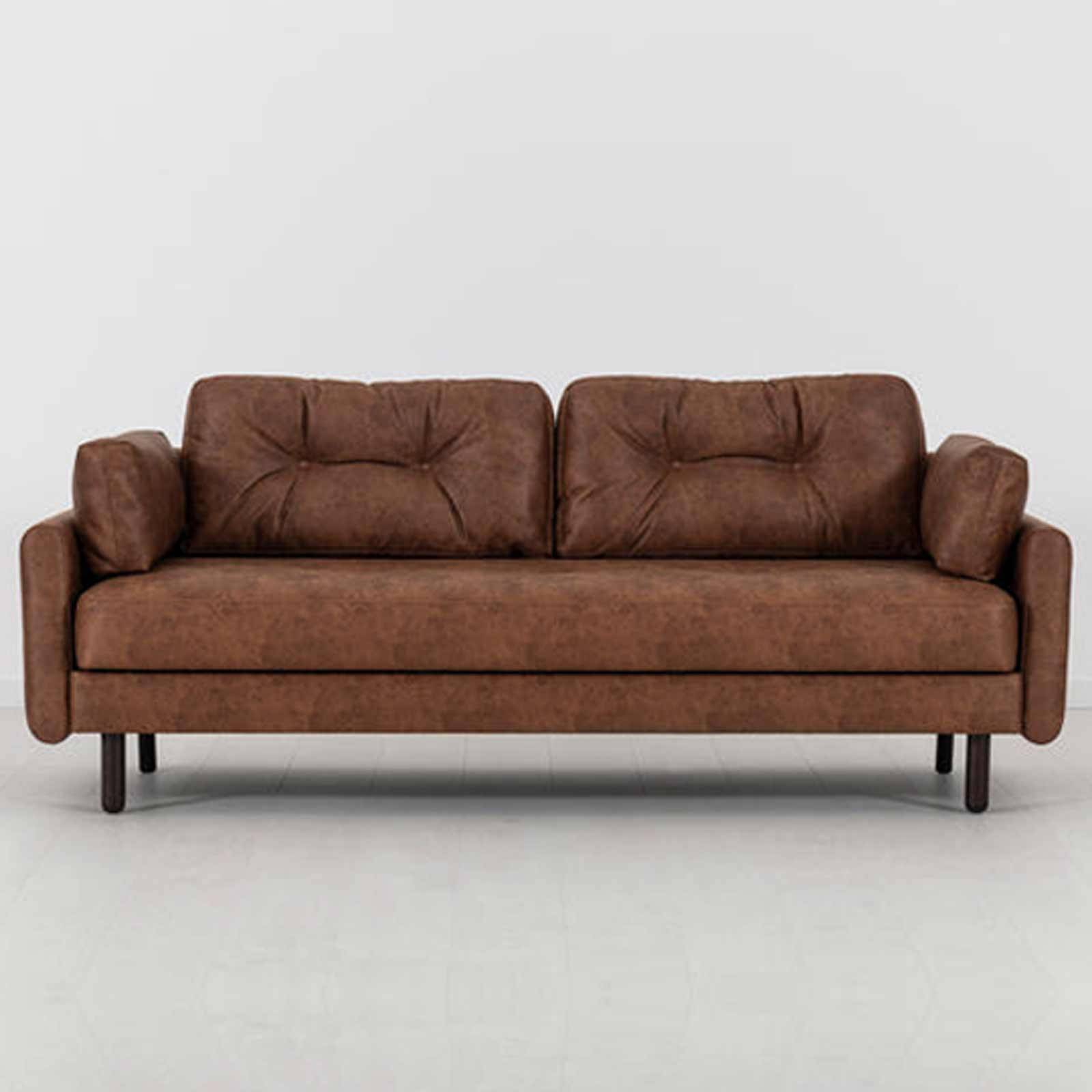 Swyft Model 04 - 3 Seater Sofa Bed - Faux Leather Chestnut
