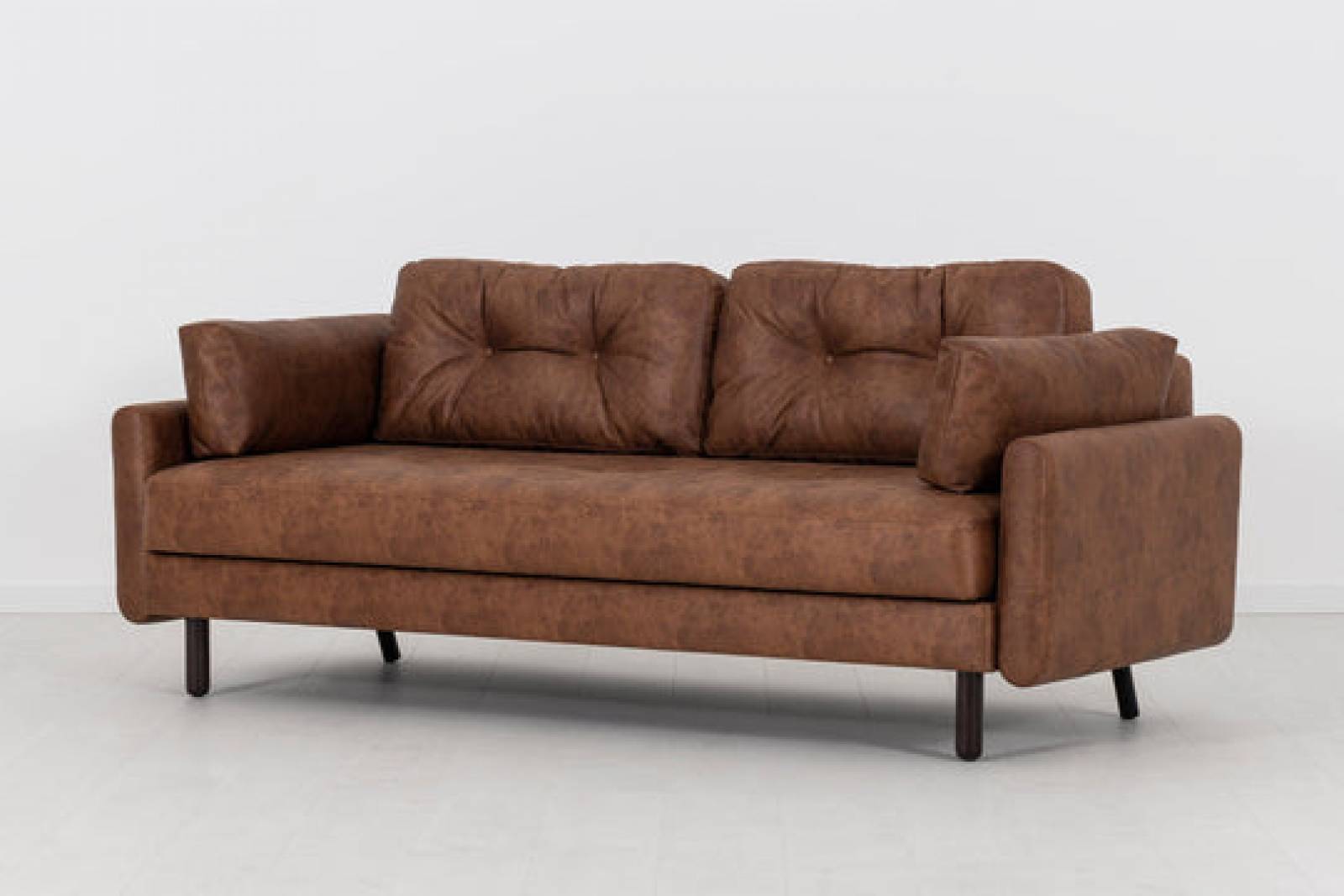 Swyft Model 04 - 3 Seater Sofa Bed - Faux Leather Chestnut thumbnails