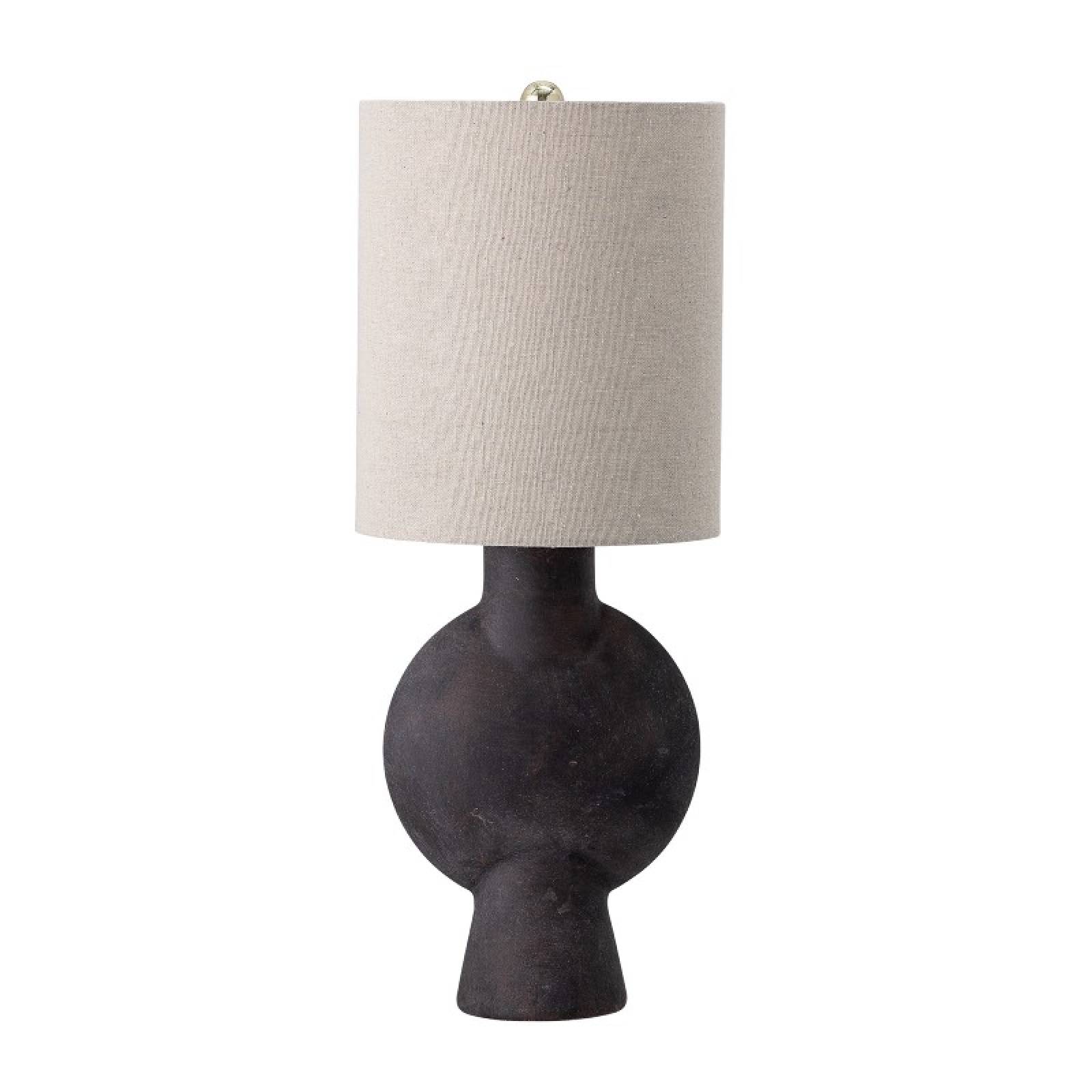 Tall Brown Terracotta Table Lamp With Linen Shade H: 55cm