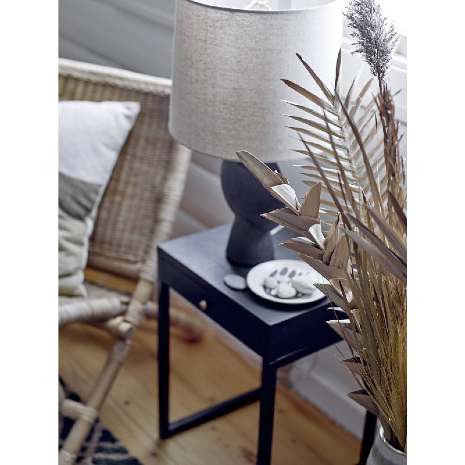 Tall Brown Terracotta Table Lamp With Linen Shade H: 55cm thumbnails