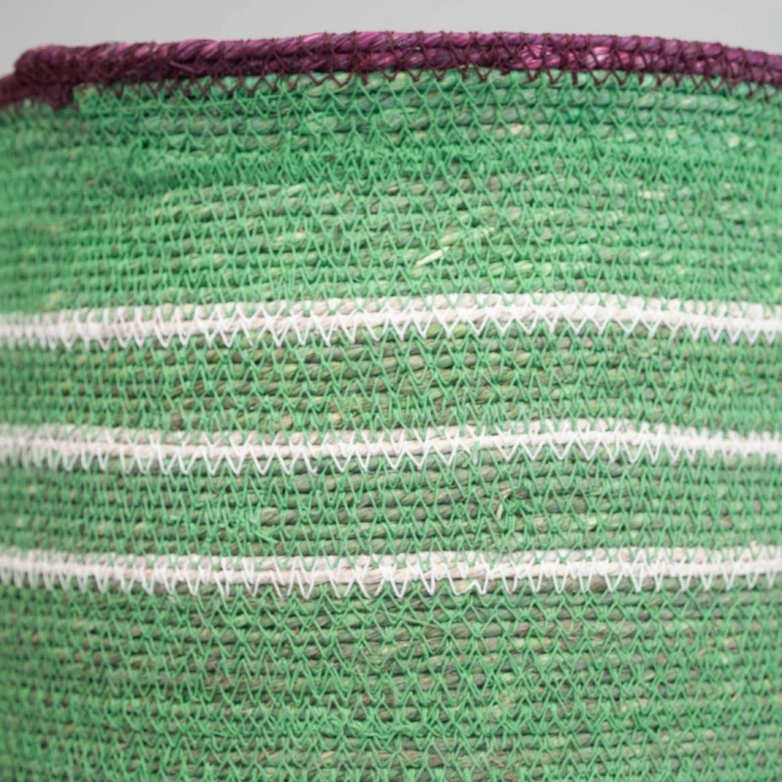 Tall Tapered Basket In Green With White Stripes H:39cm thumbnails