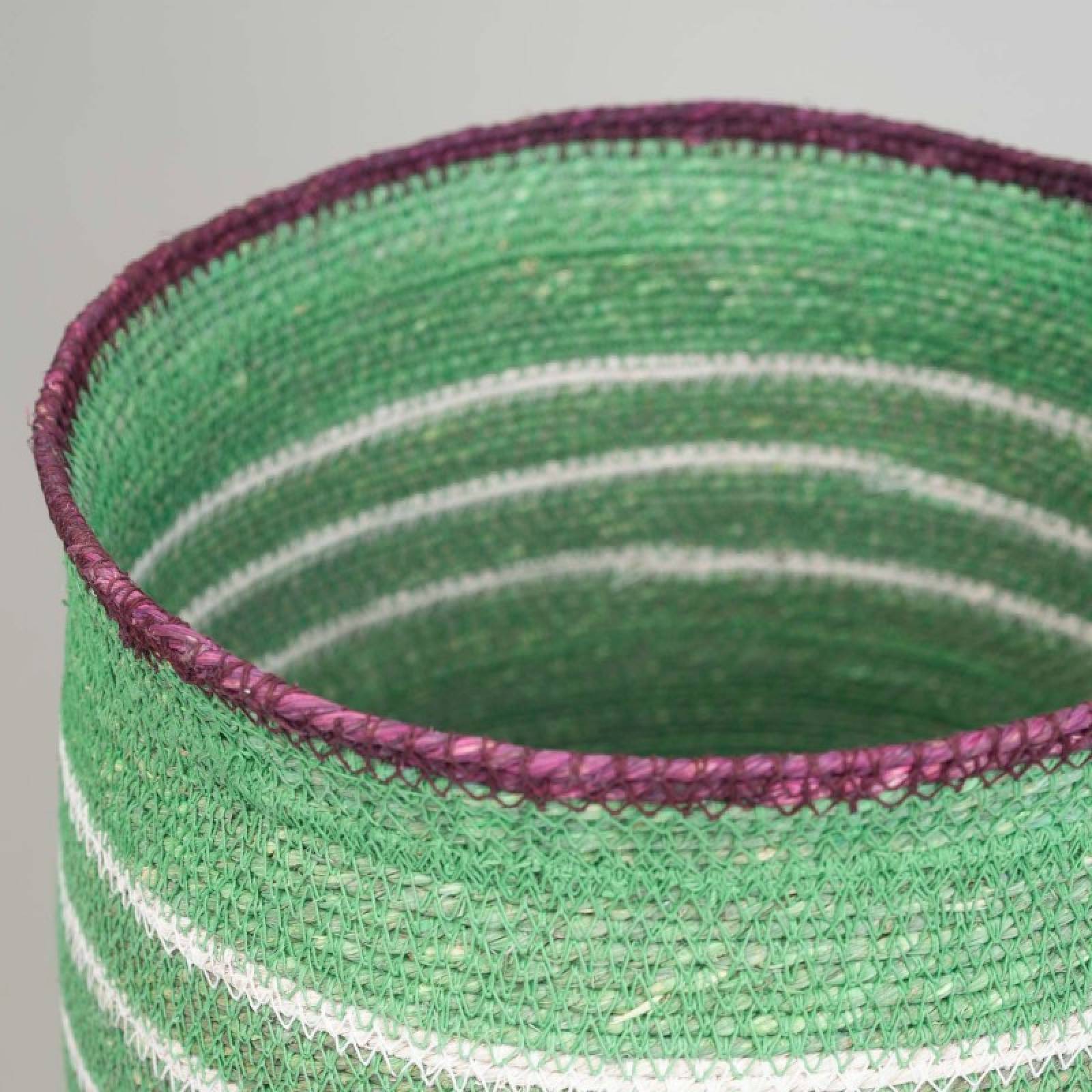 Tall Tapered Basket In Green With White Stripes H:39cm thumbnails