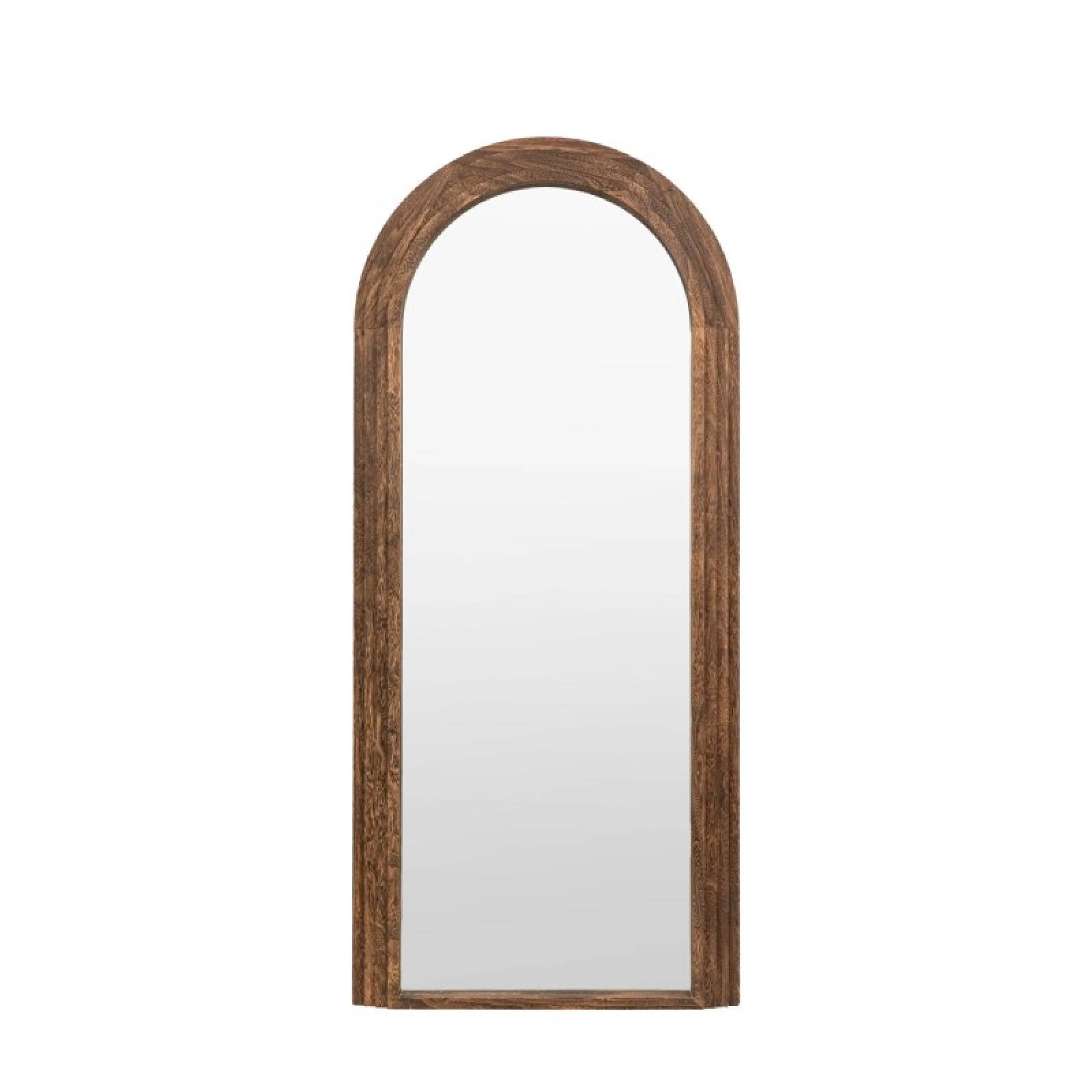 Tall Wooden Arched Mirror With Ridged Detailing 80x180cm