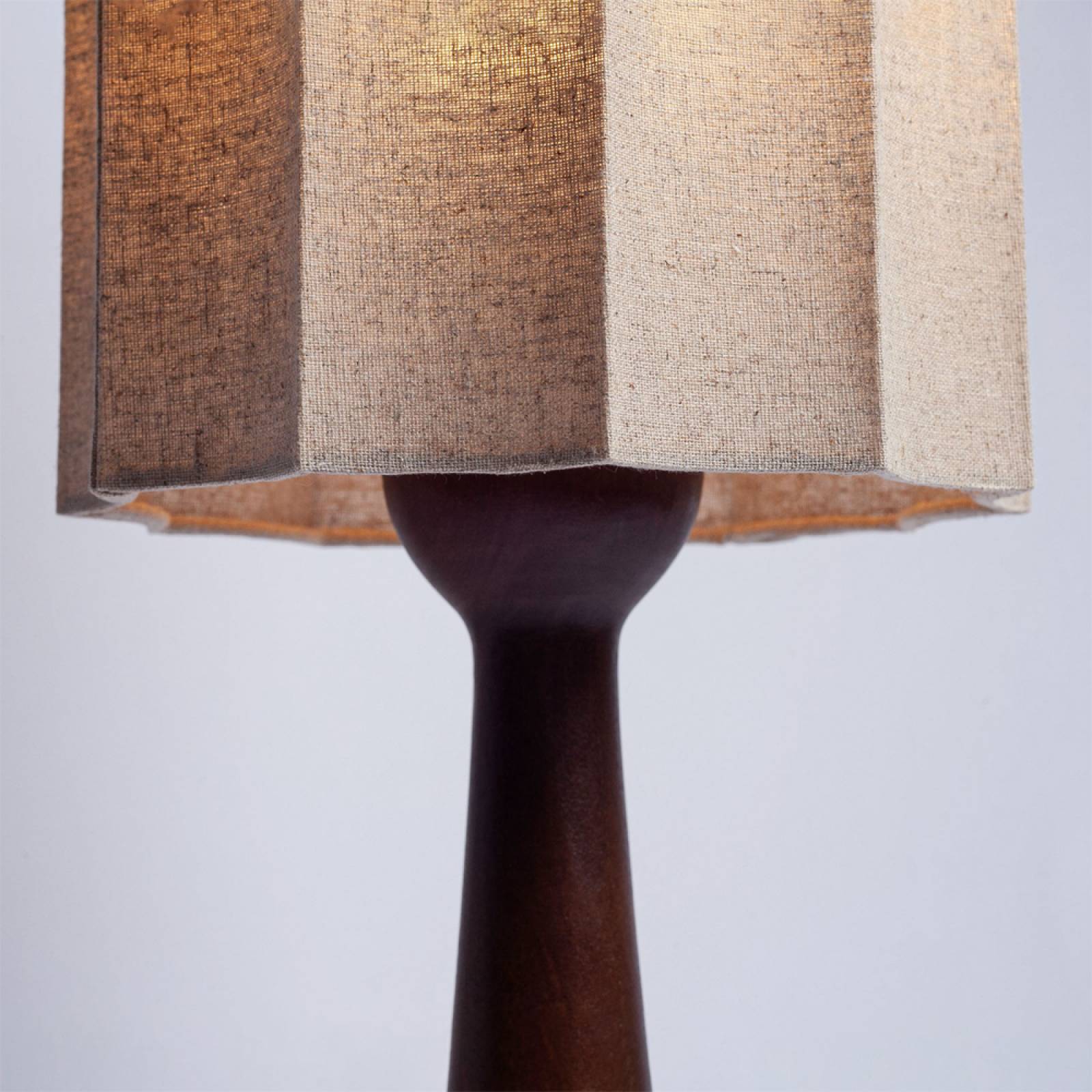 Tall Wooden Table Lamp In Russet With Octagonal Linen Shade thumbnails