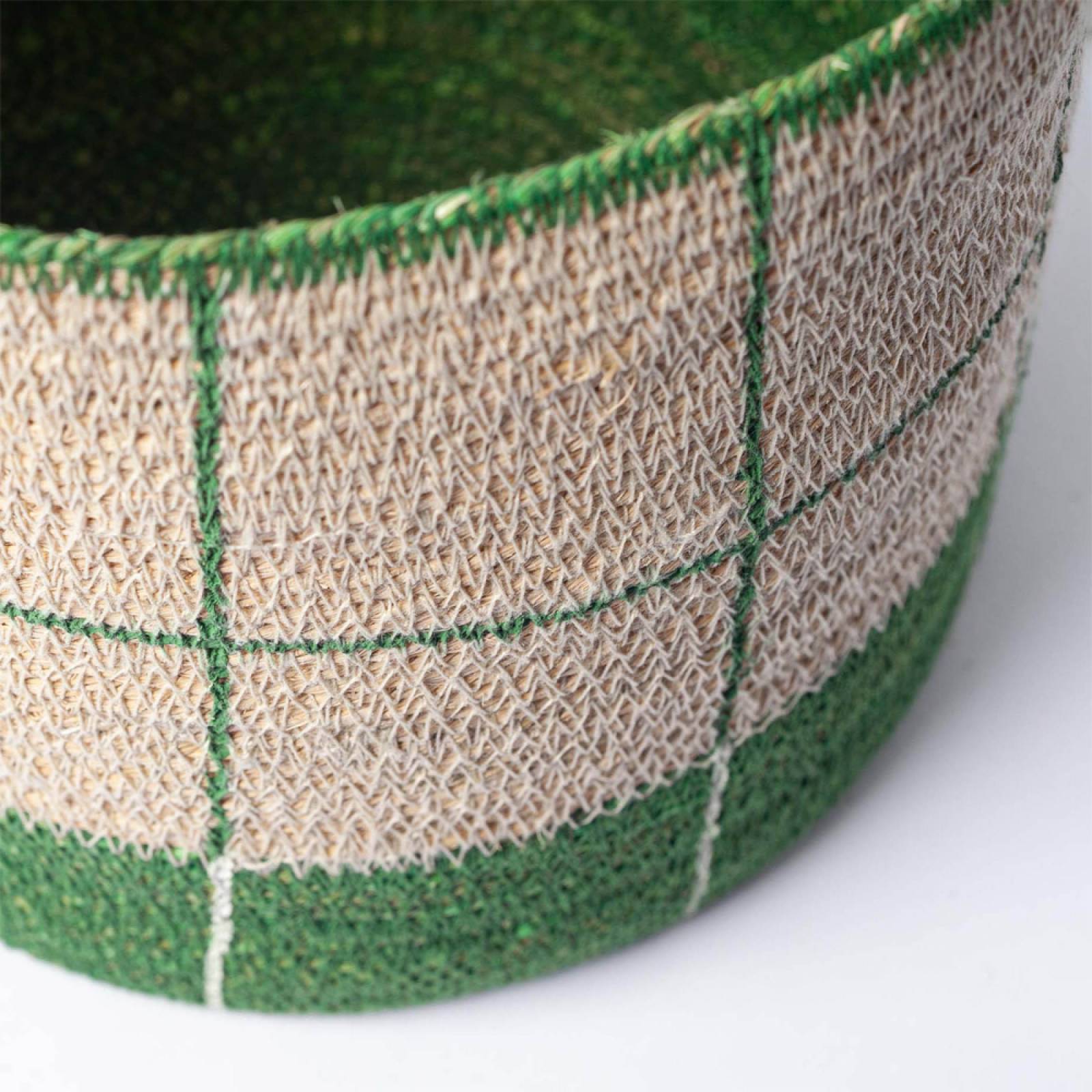 Tapered Green Checked Seagrass Basket thumbnails