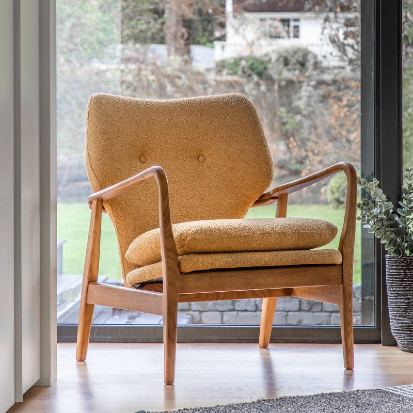 The Button Armchair in Ochre Fabric thumbnails