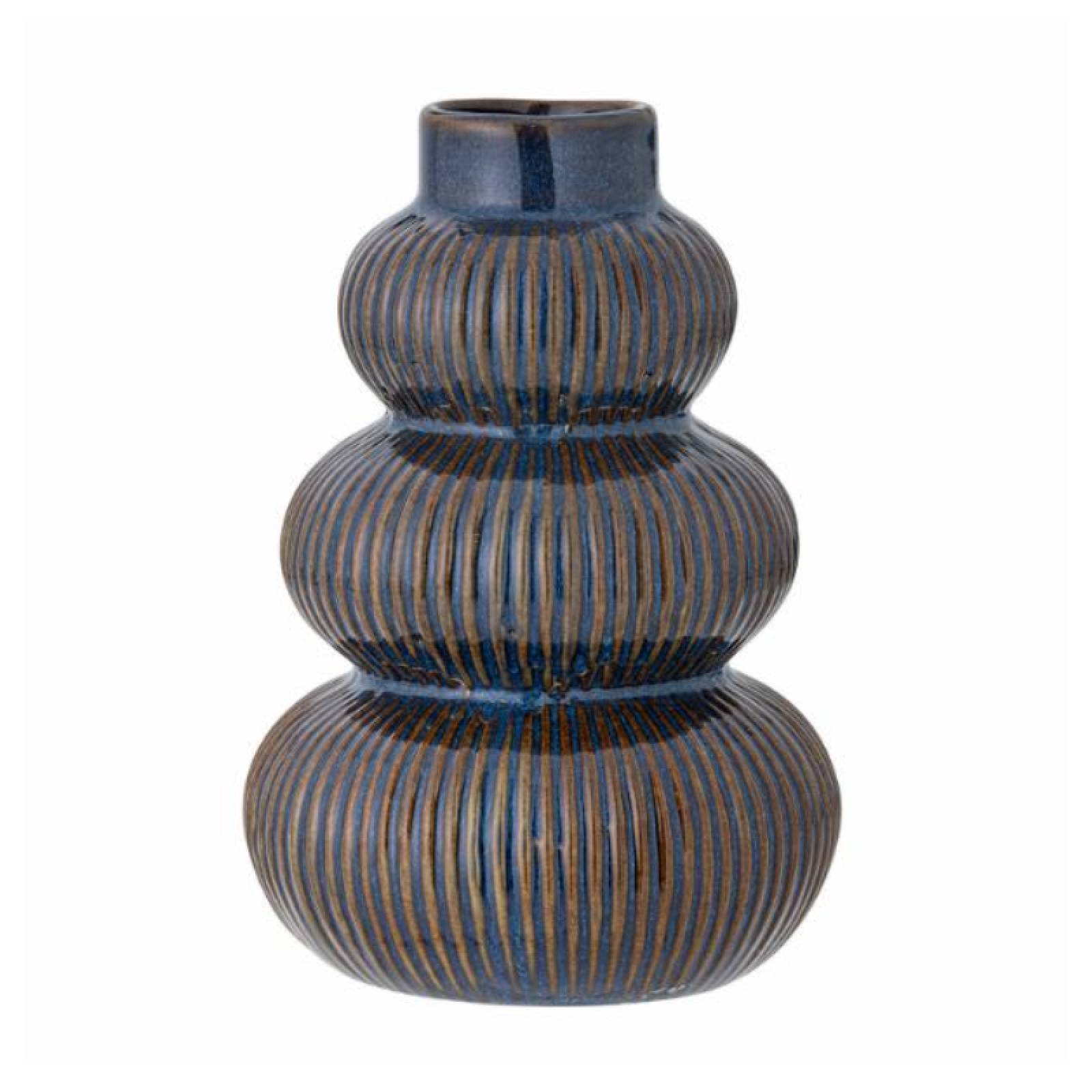 Tiered Ribbed Vase In Dark Blue