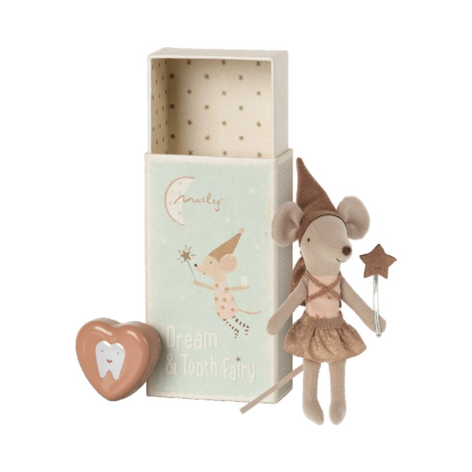 Tooth Fairy Mouse In Matchbox In Rose By Maileg 0+