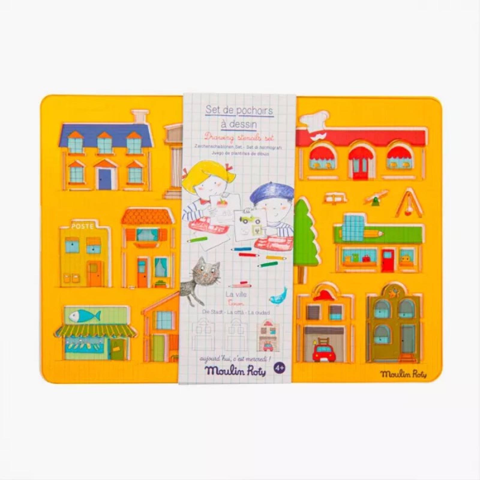 Town - Drawing Stencils Set By Moulin Roty 4+