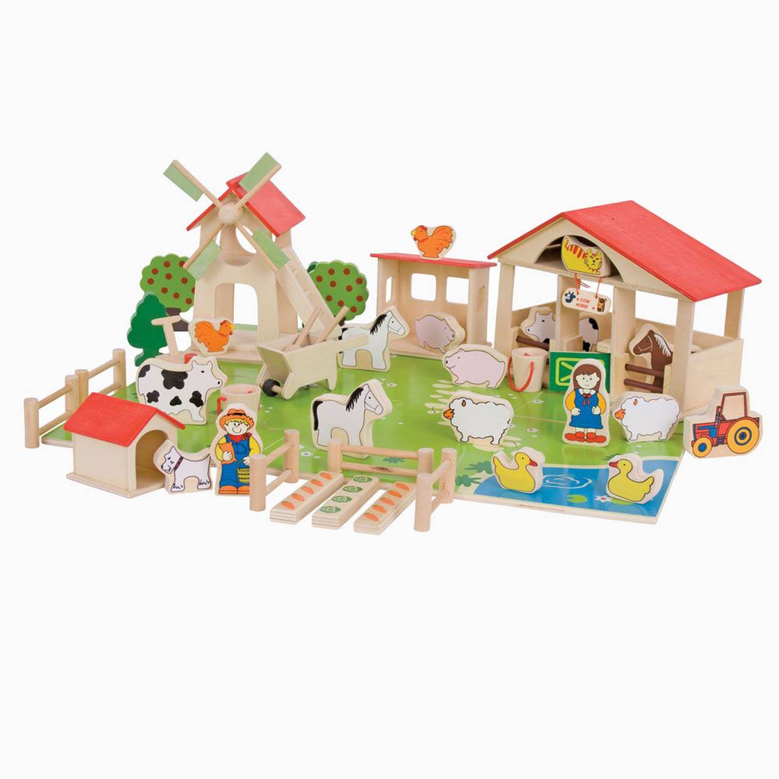 Wooden Traditional Play Farm Set with 49 Pieces