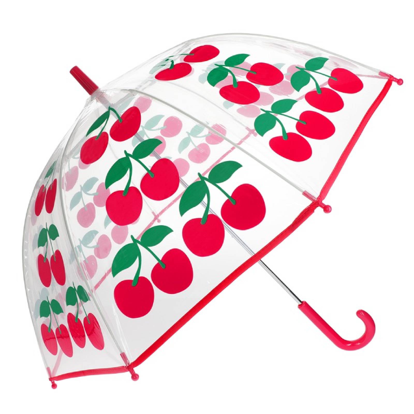 Transparent Umbrella In Cherry Print