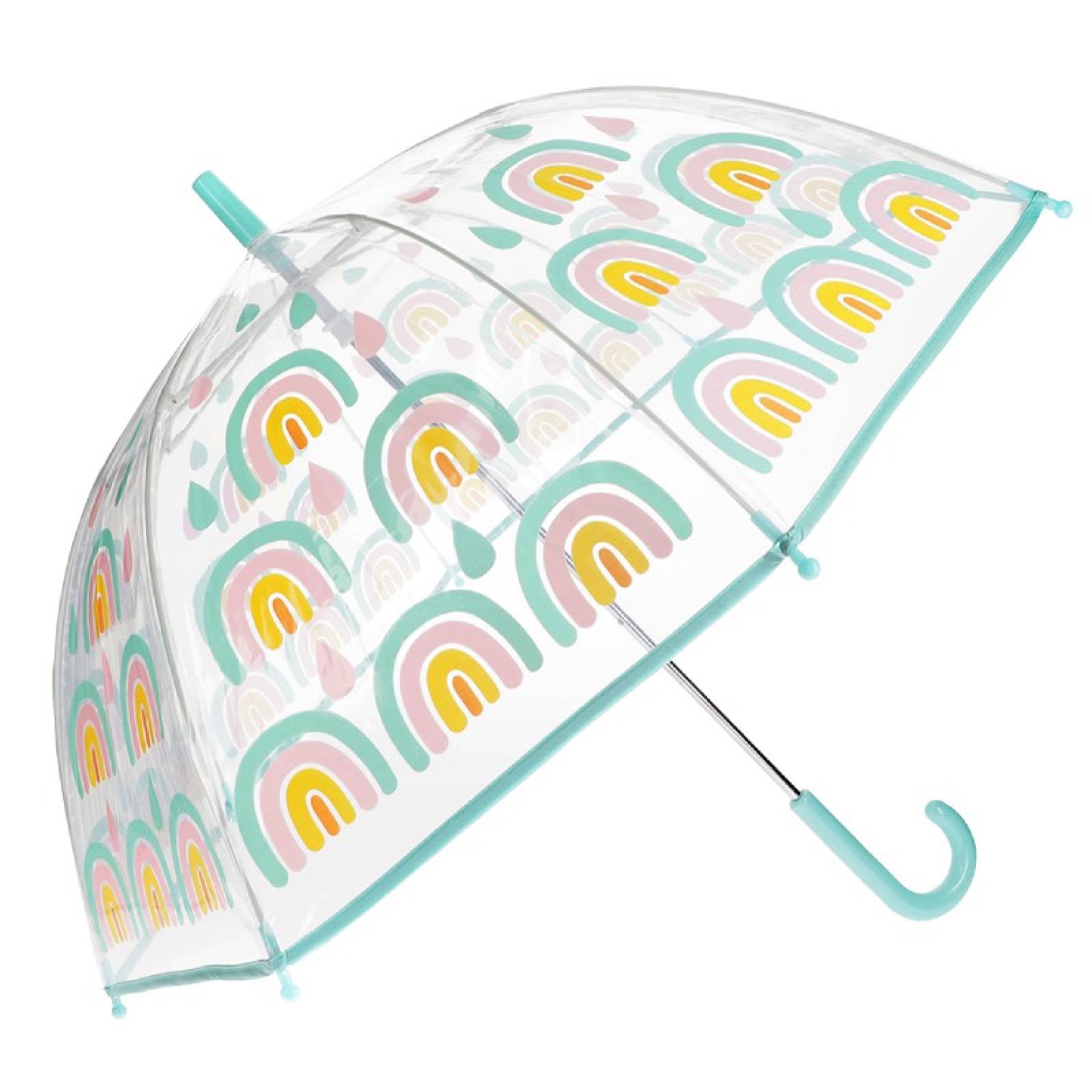 Transparent Umbrella In Rainbow Print