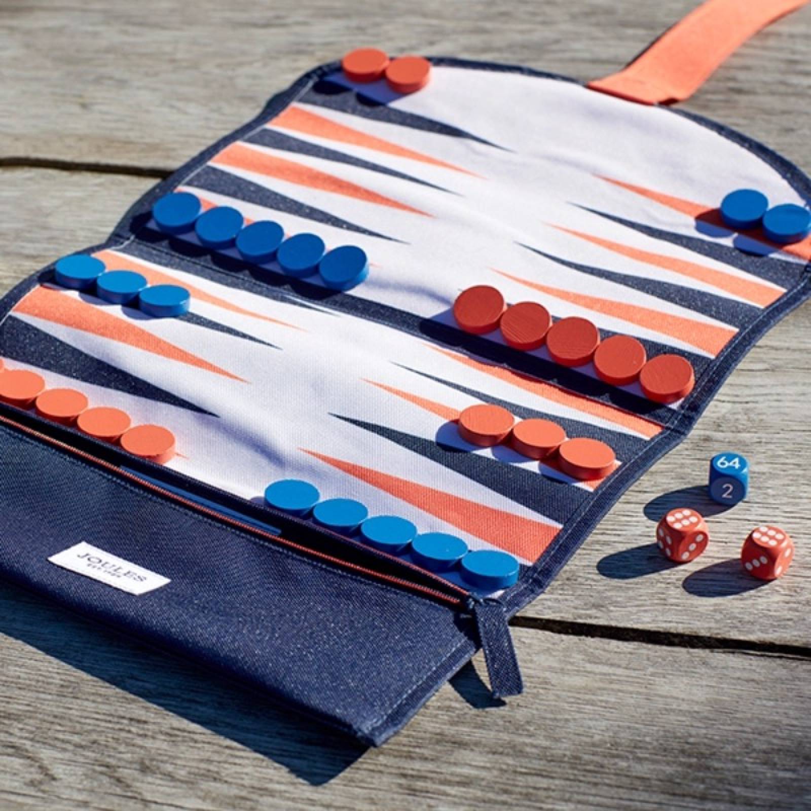 Travel Roll Up Backgammon Set In Blue & Orange thumbnails