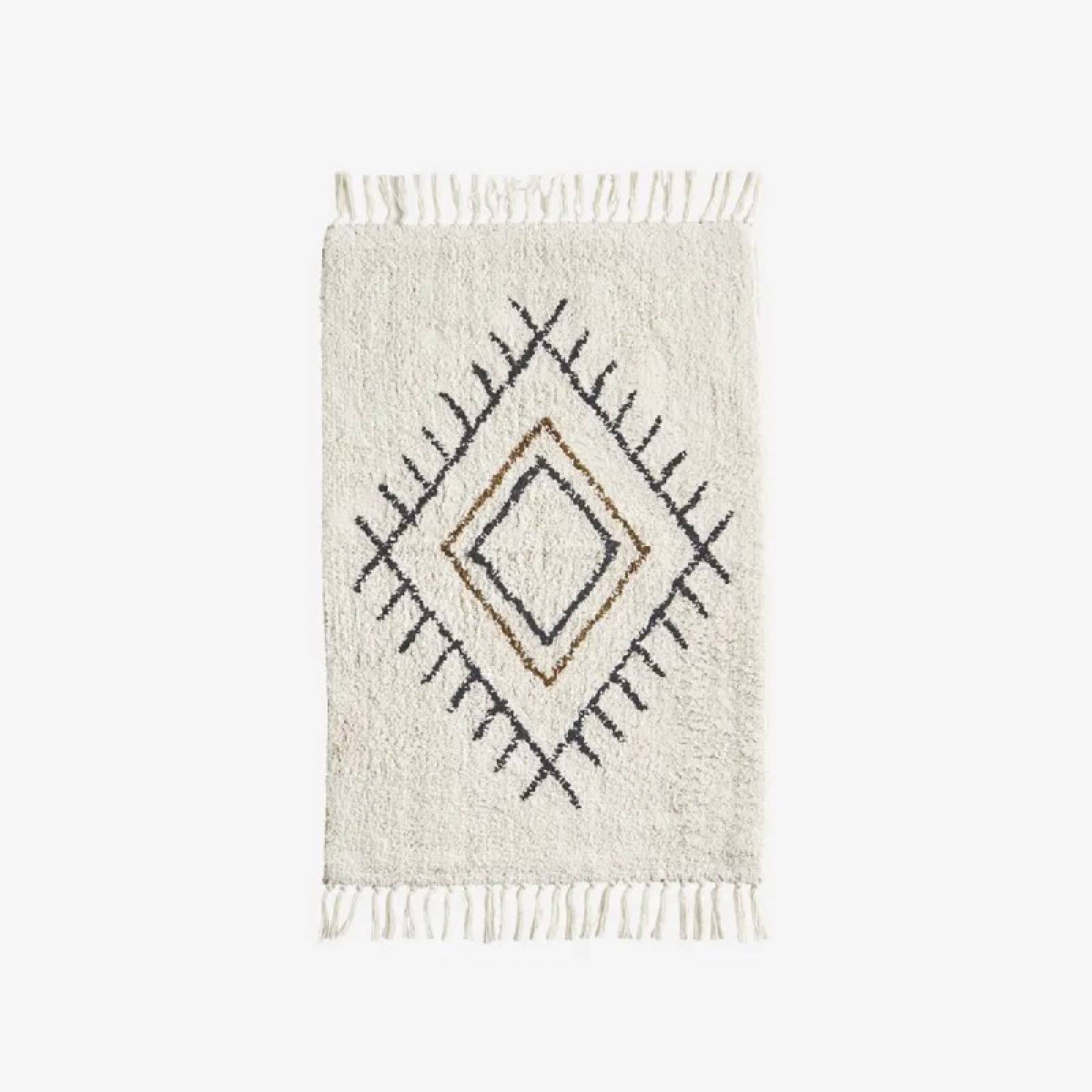 Tufted Cotton Bath Mat In Off White & Grey