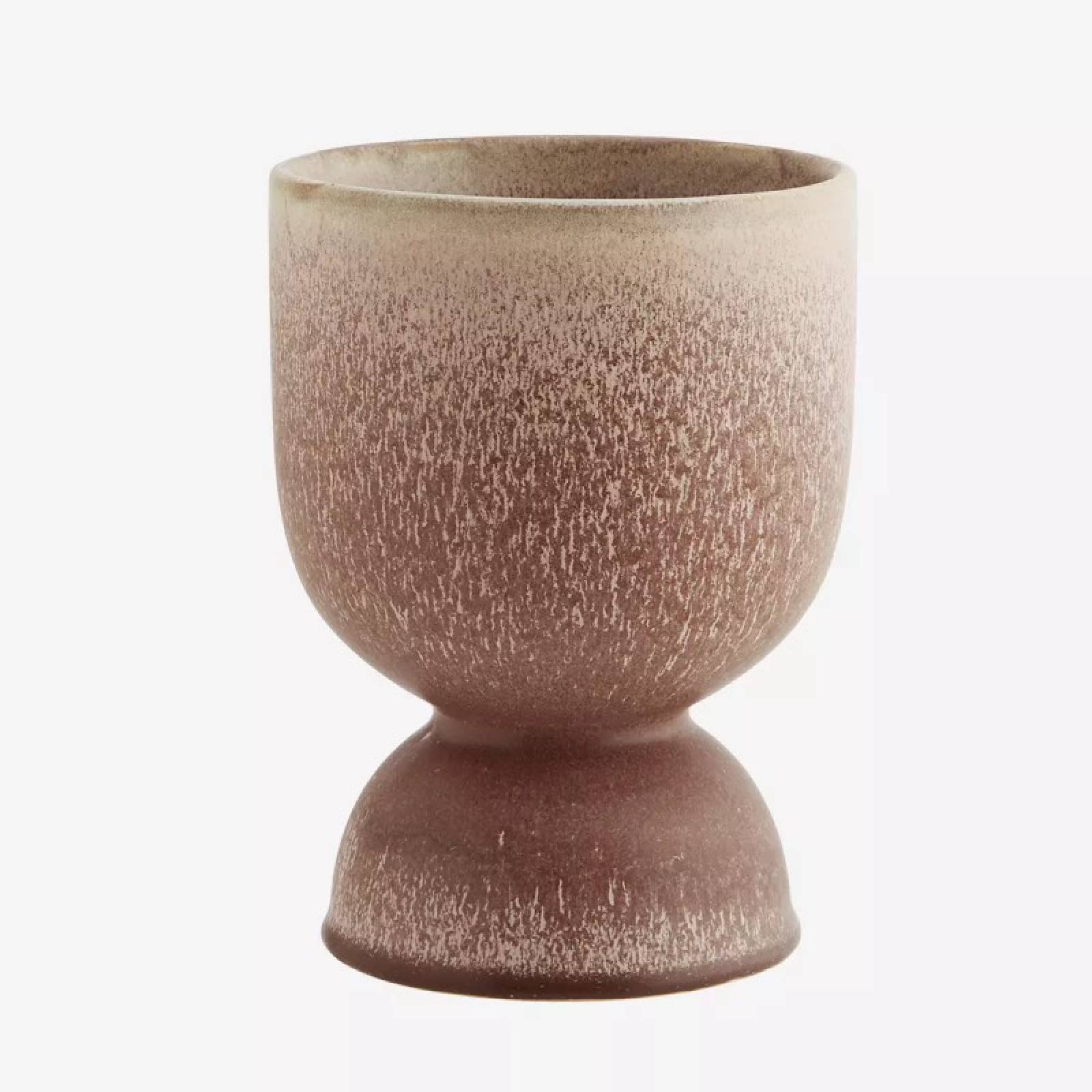 Urn Shaped Flower Pot On Plinth In Powder Brown H:19cm