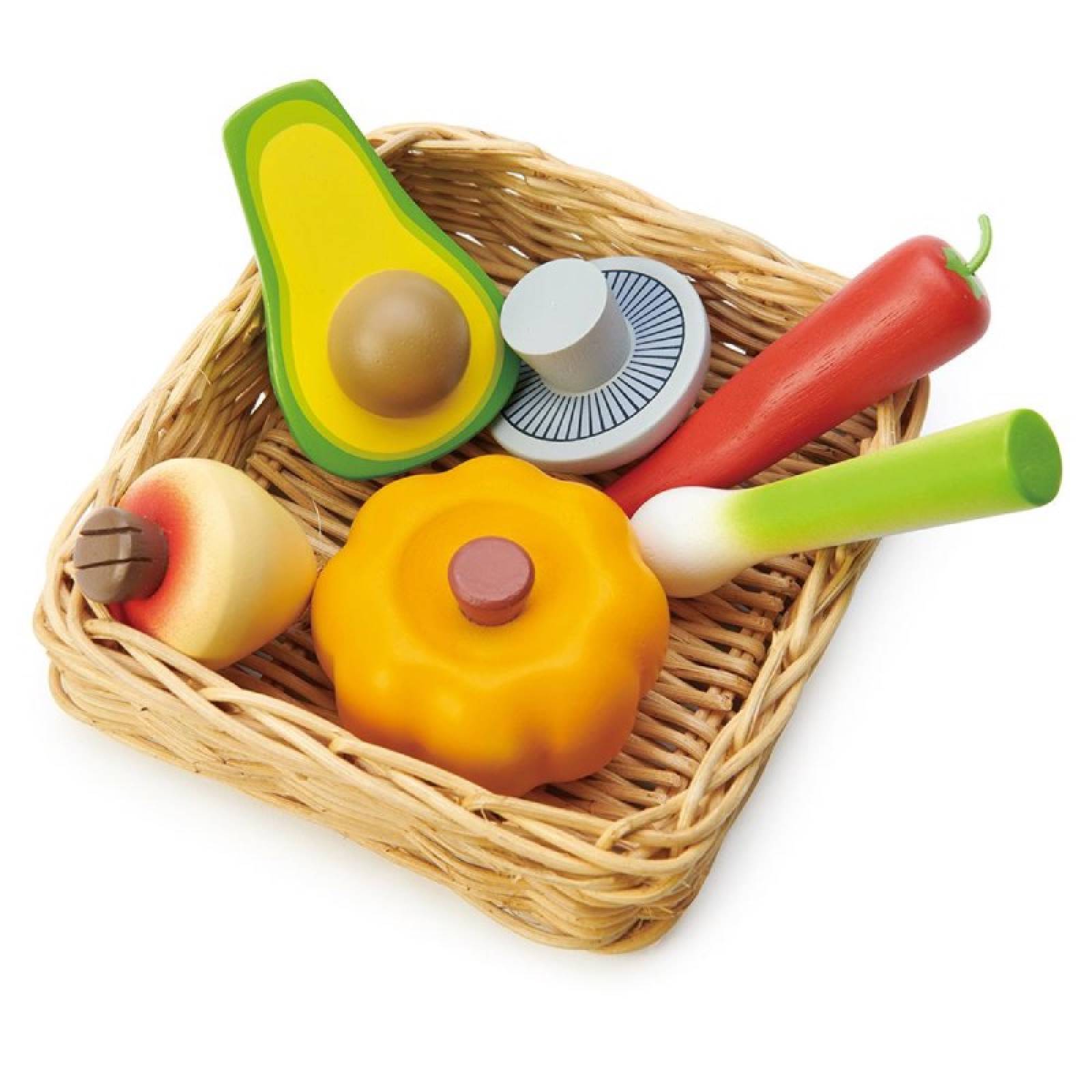 Vegetable Basket Wooden Play Food Set 3+