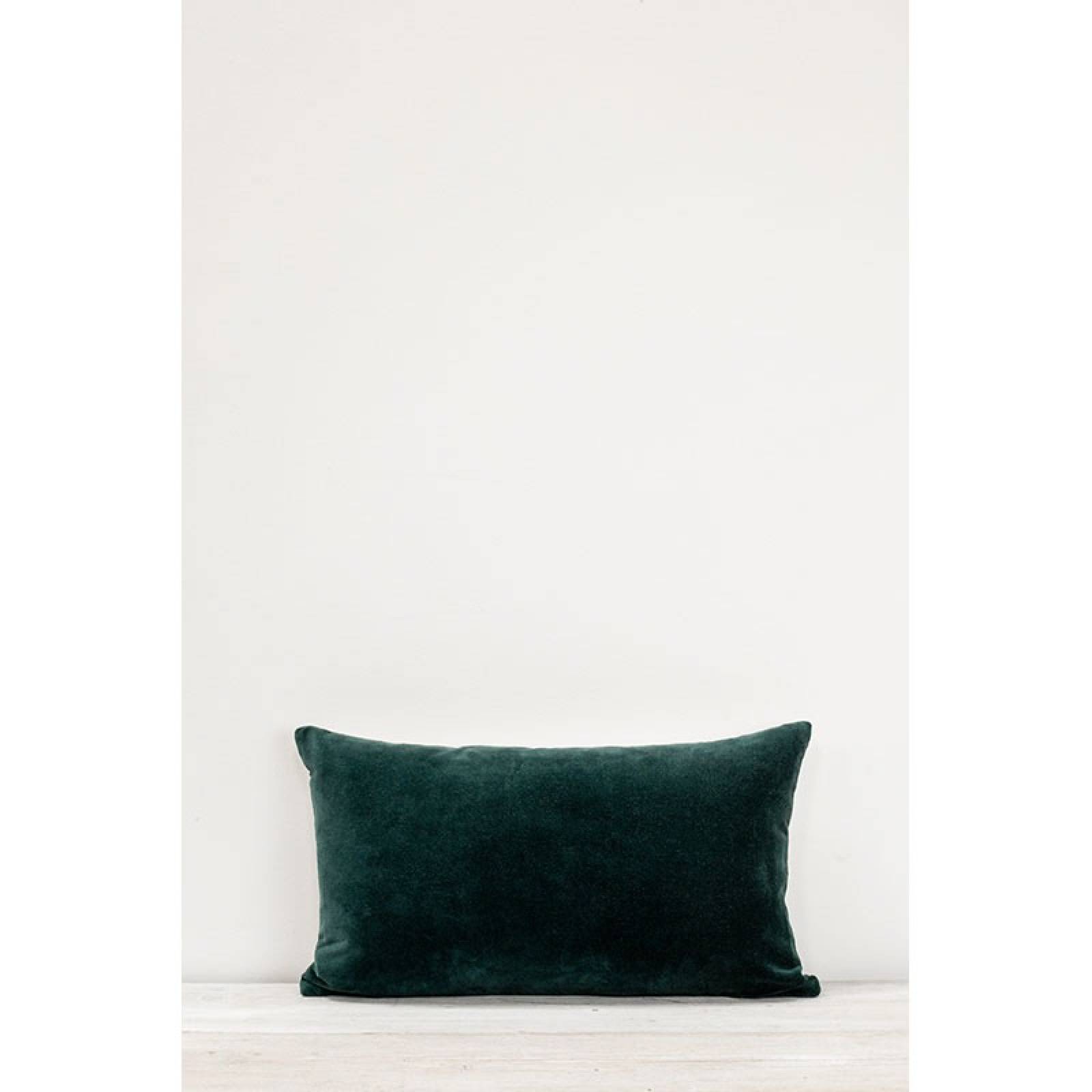 Velvet Bolster Cushion In Pine Green 30x50cm