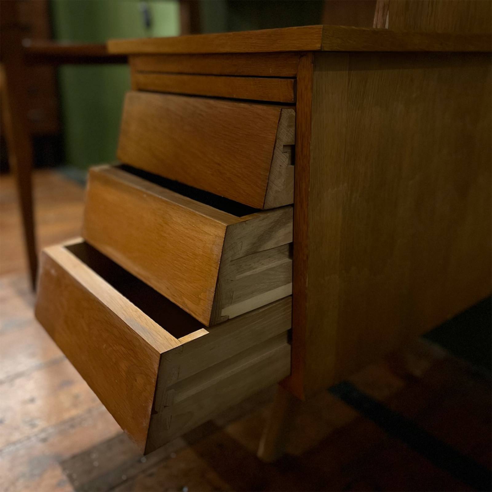 Vintage 1950s French Oak Desk thumbnails