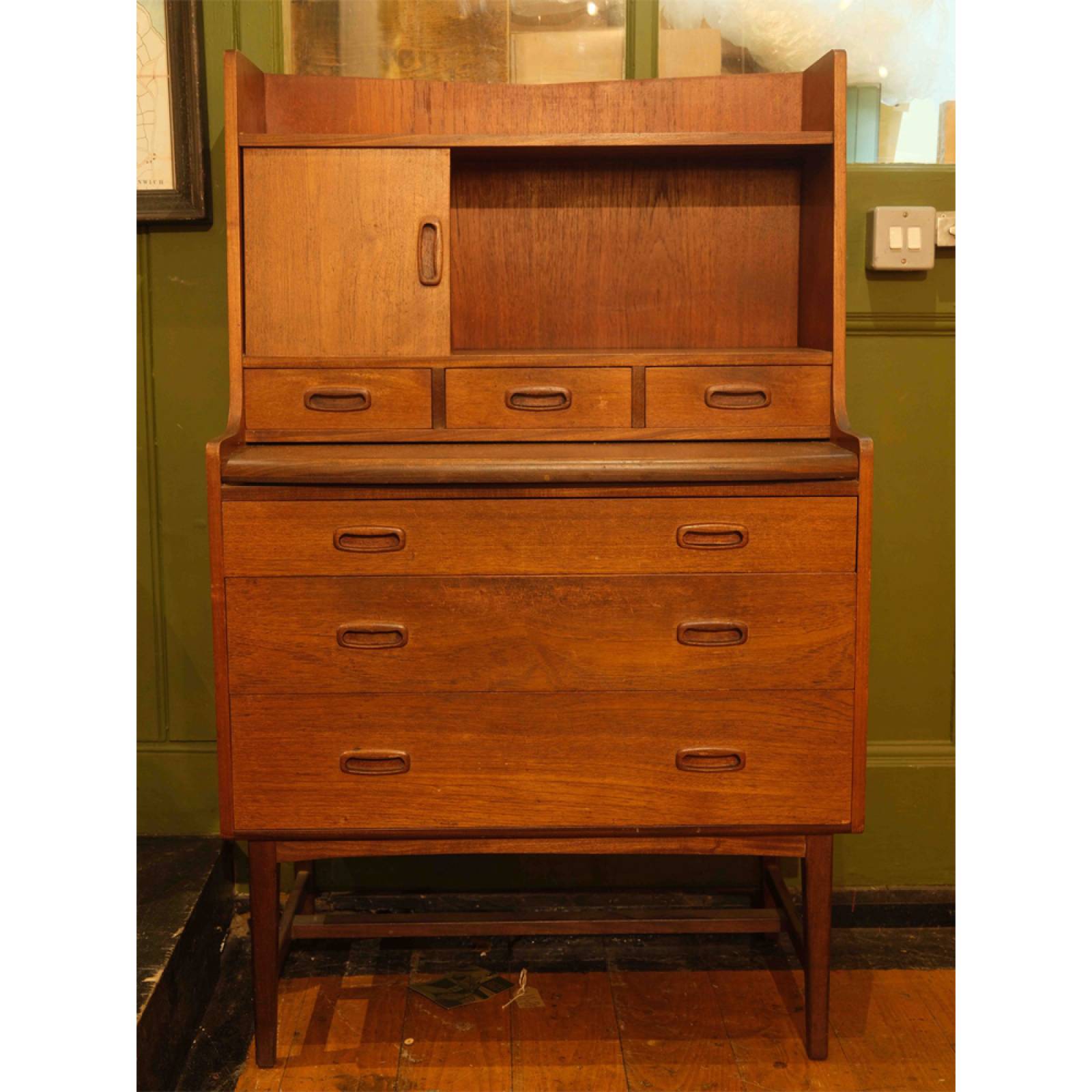 Vintage 1960s Teak Bureau By Times Furnishings