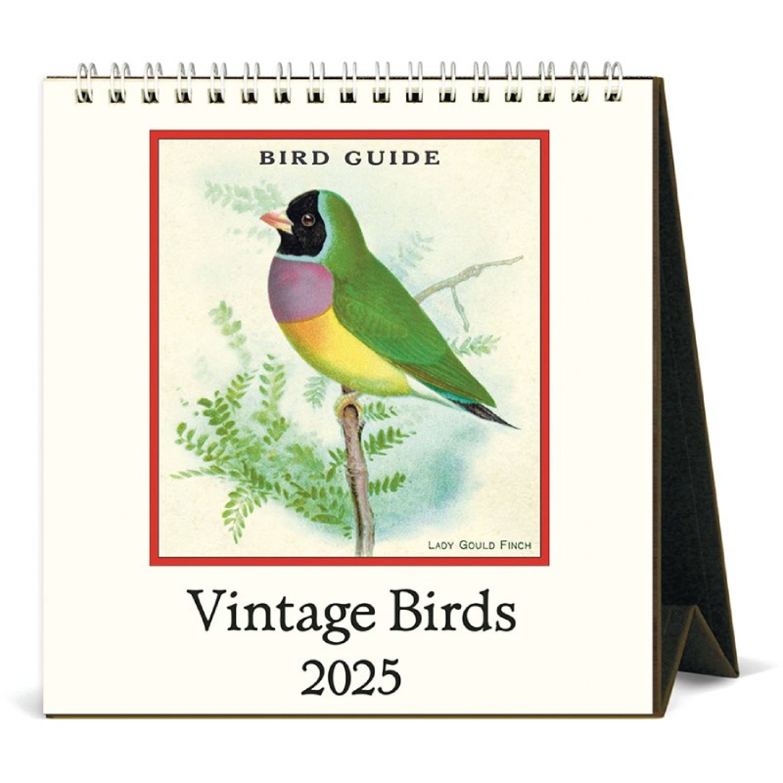 Vintage Birds Desktop Calendar by Cavallini 2025