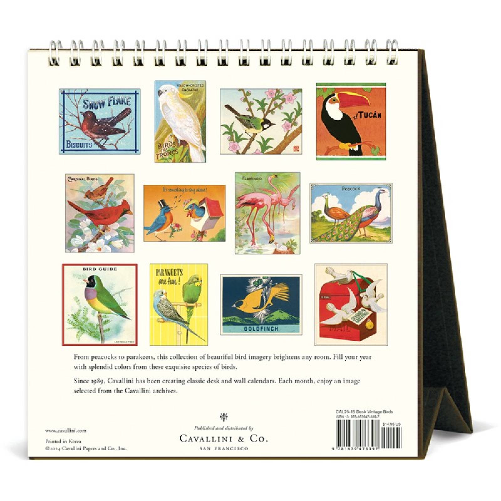 Vintage Birds Desktop Calendar by Cavallini 2025 thumbnails