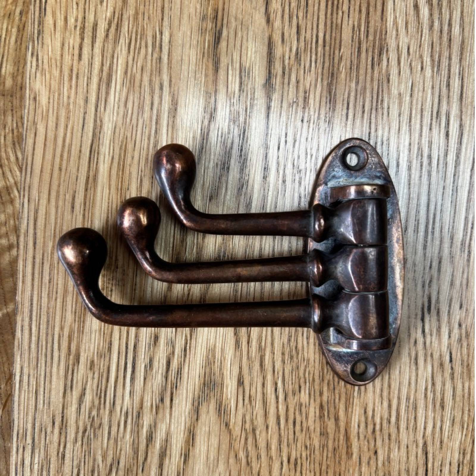 Vintage Brass Triple Hook