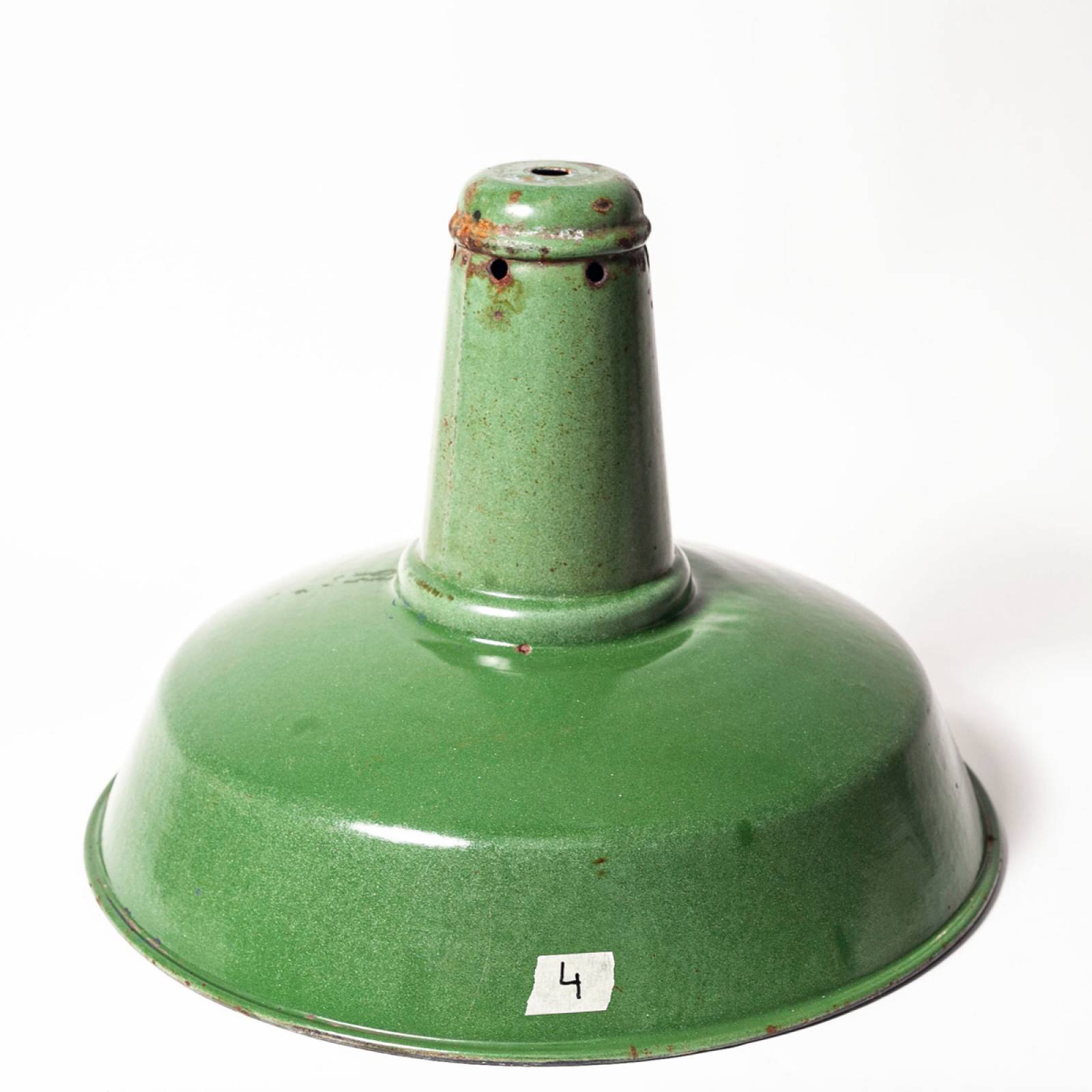 Vintage Metal and Green Enamel Industrial Lampshade - 4