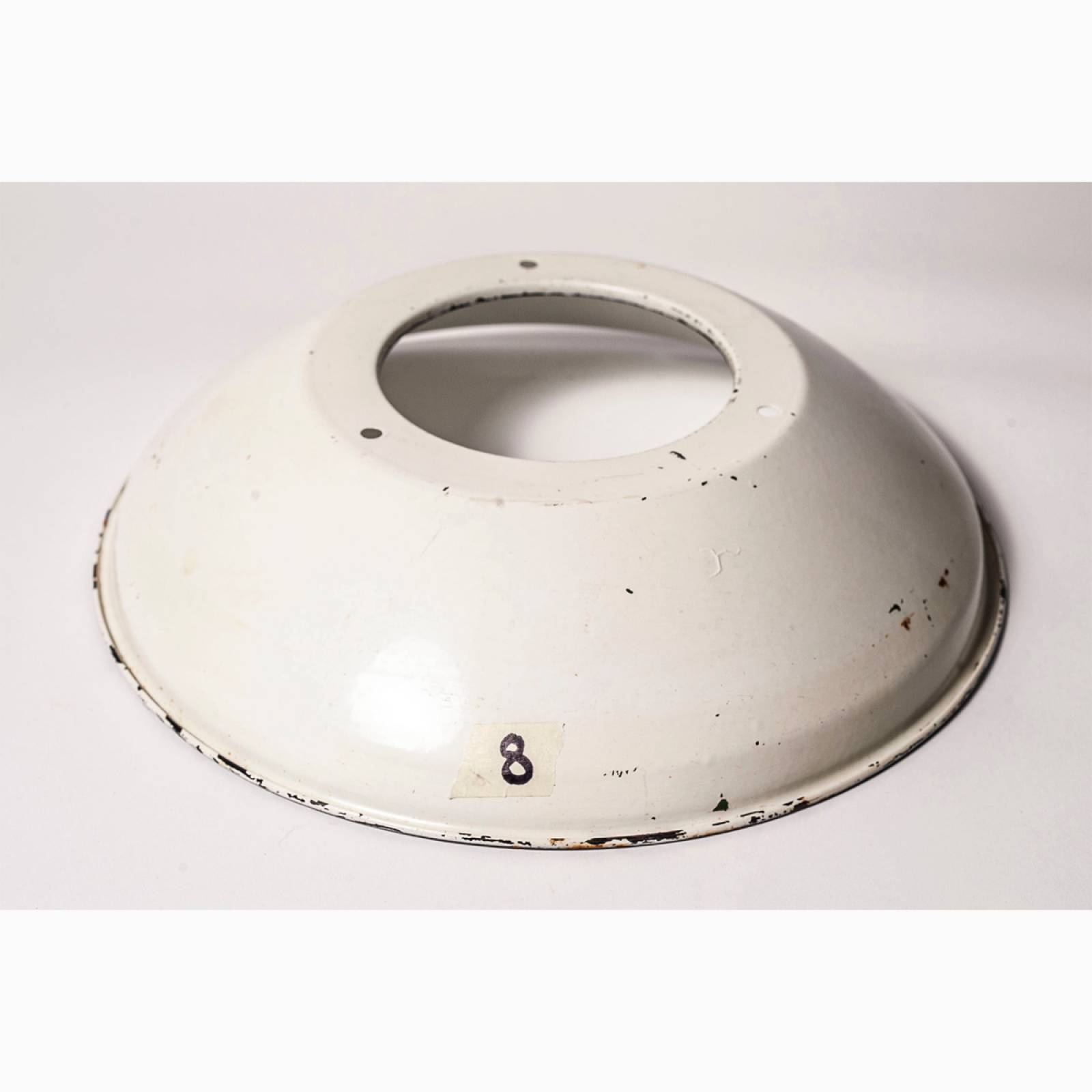 Vintage Metal and White Enamel Industrial Lampshade - 8 thumbnails