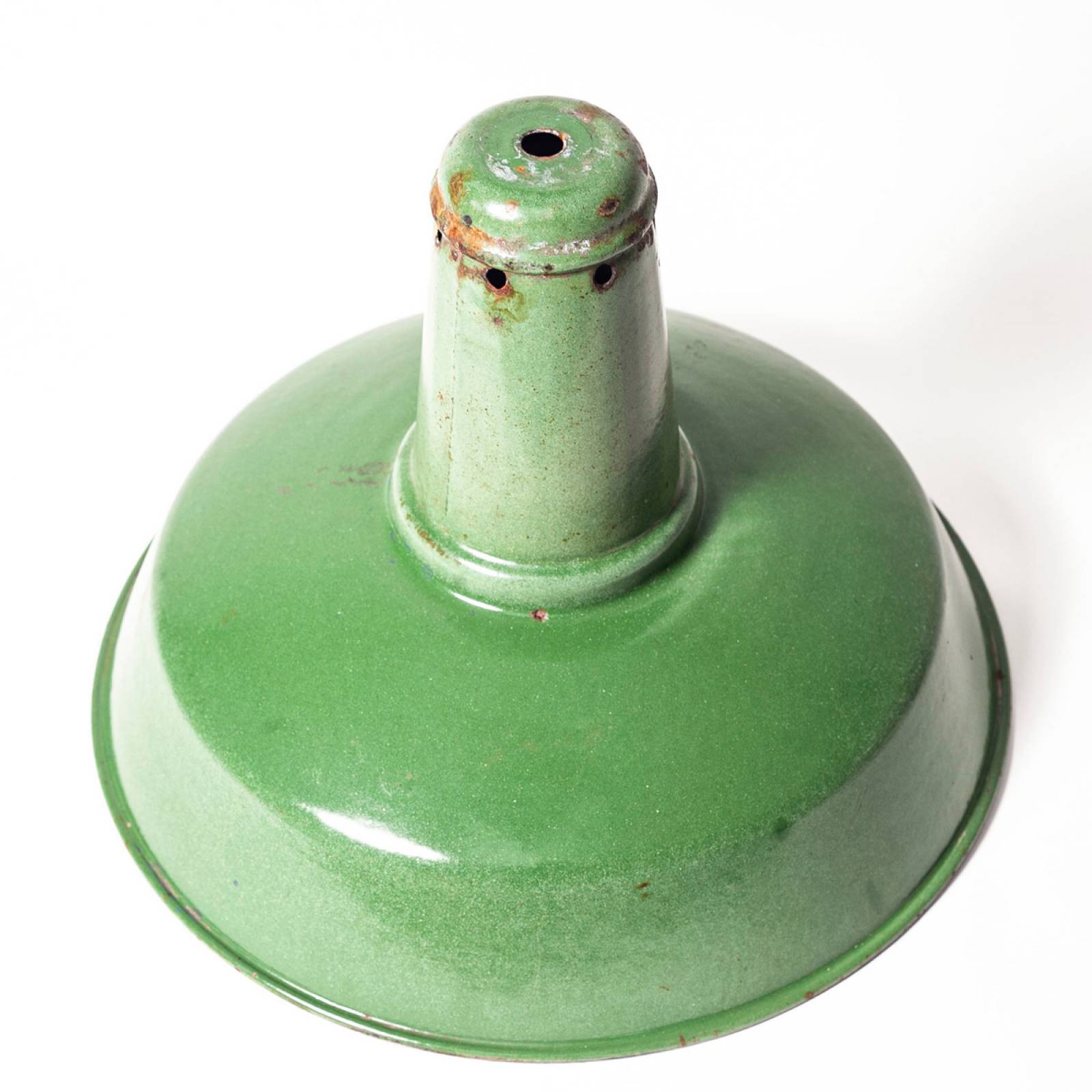Vintage Metal and Green Enamel Industrial Lampshade - 4 thumbnails