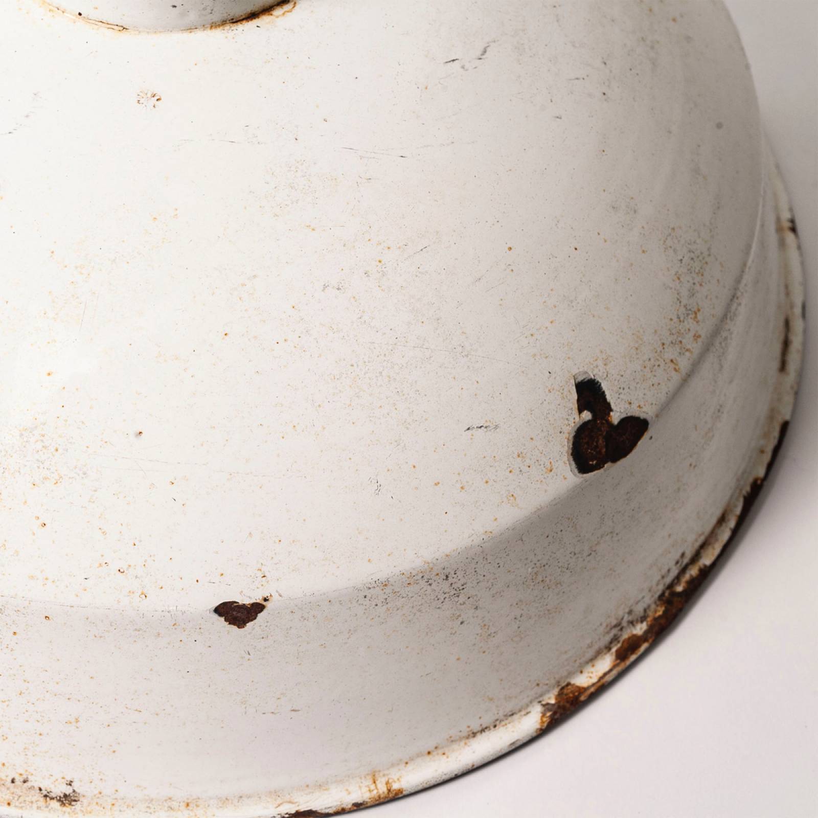 Vintage Metal and White Enamel Industrial Lampshade - 14 thumbnails