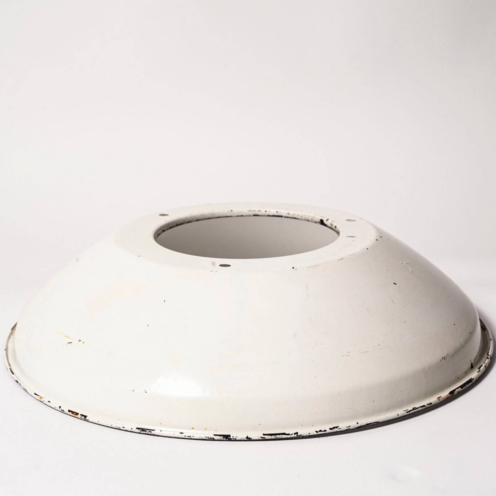 Vintage Metal and White Enamel Industrial Lampshade - 8 thumbnails