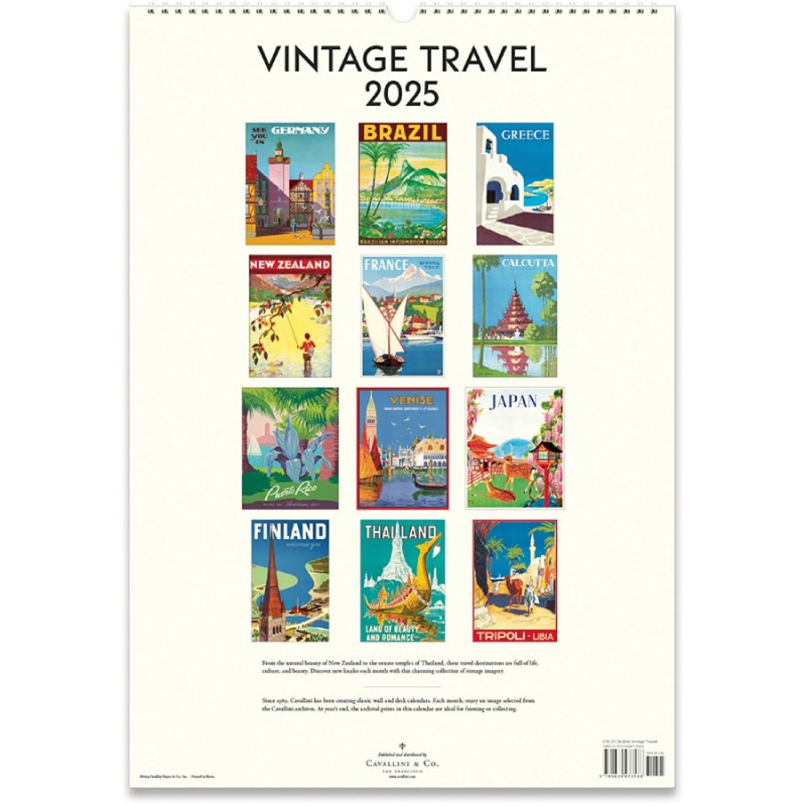 Vintage Travel Wall Calendar By Cavallini 2025 thumbnails