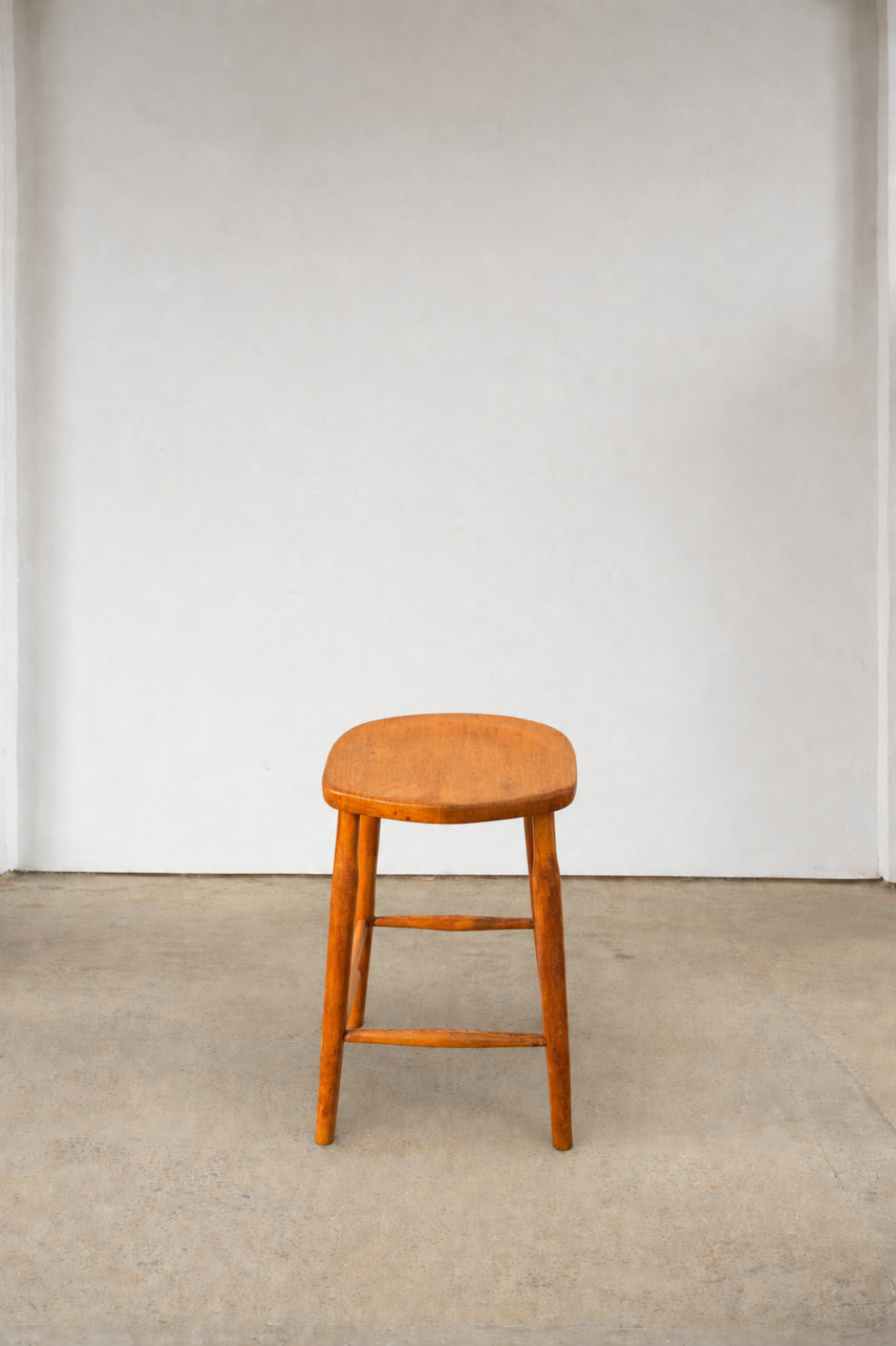 Vintage Wooden Beech Stool With Saddle Seat