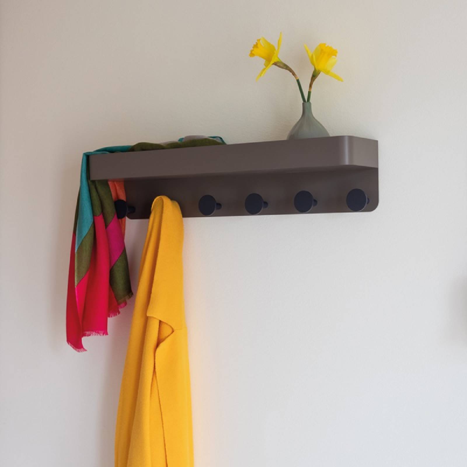 Wall Mounting Metal Coat Rack & Shelf In Taupe thumbnails