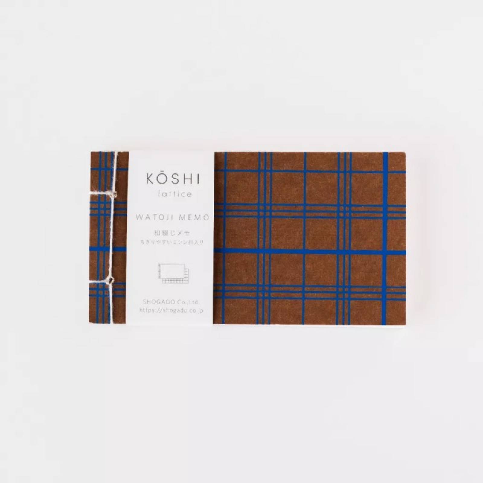Watoji Koshi Mini Memo Pad In Blue & Brown