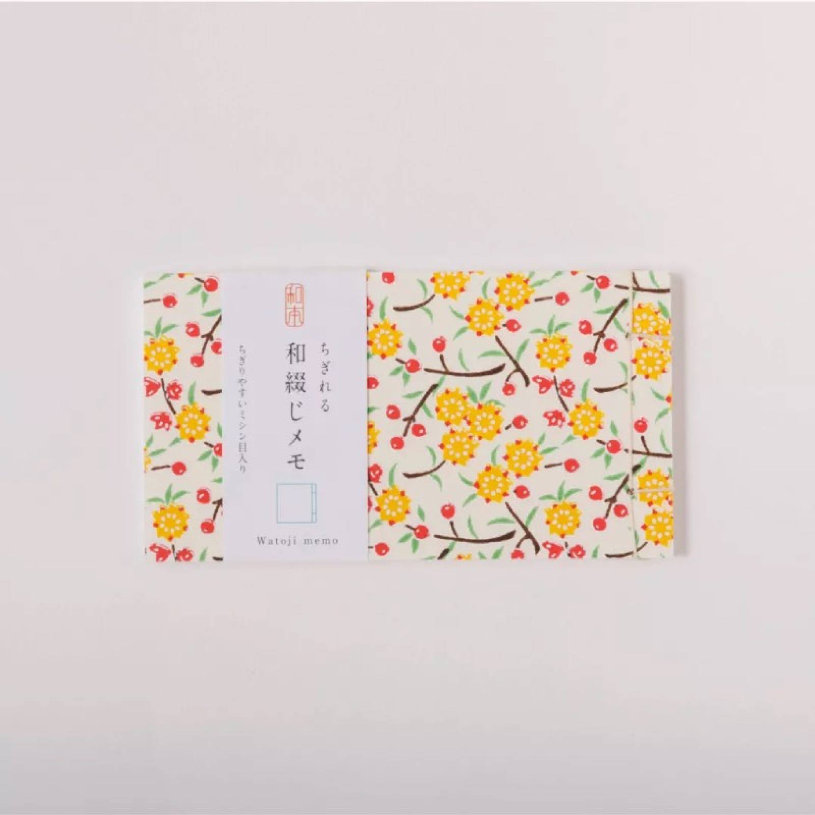 Watoji Yuzen Mini Memo Pad In Yellow Flowers
