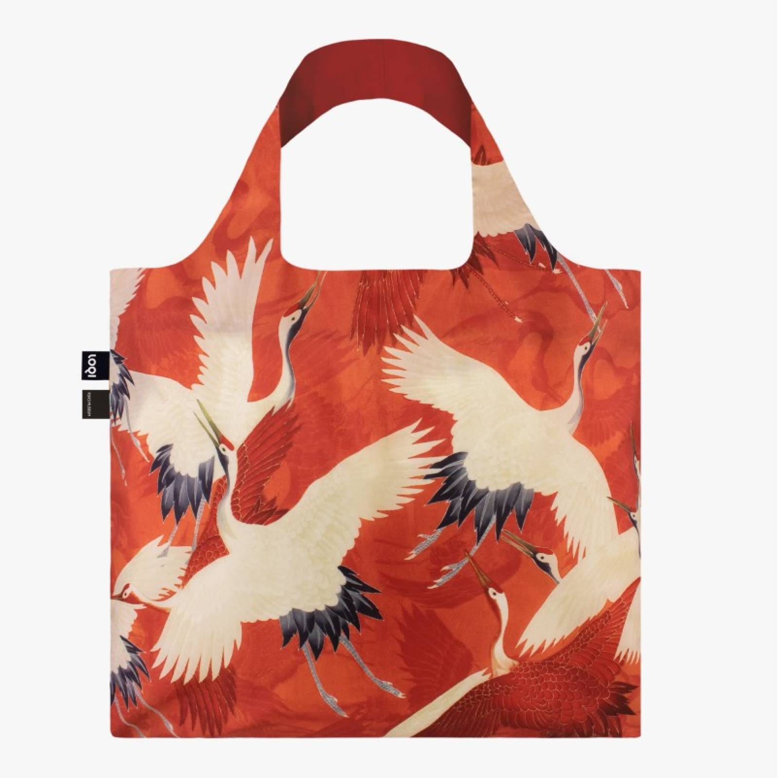 White & Red Cranes - Eco Tote Bag With Pouch thumbnails