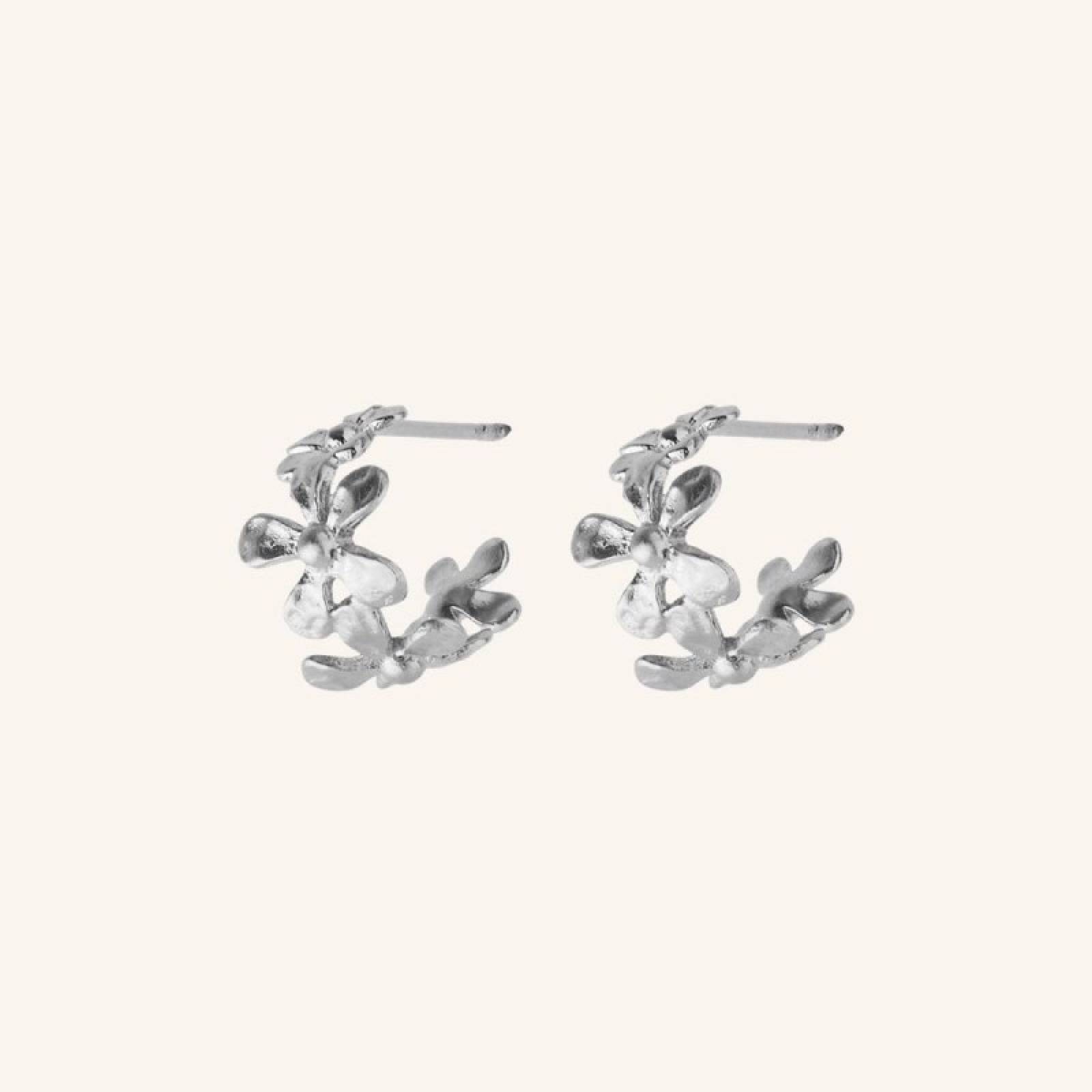 Wild Poppy Hoop Earrings In Silver By Pernille Corydon