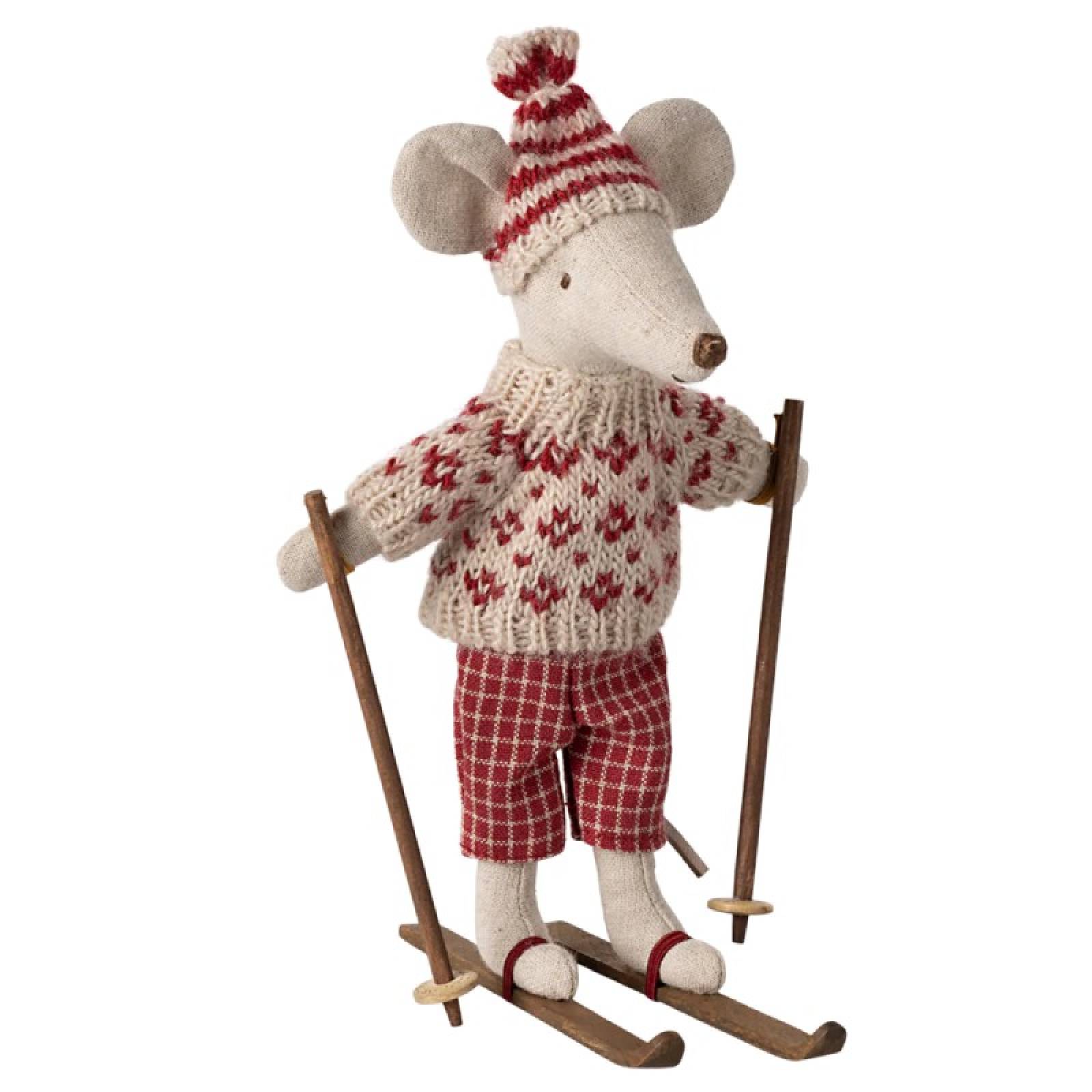 Winter Mum Mouse In Red With Skis By Maileg 3+